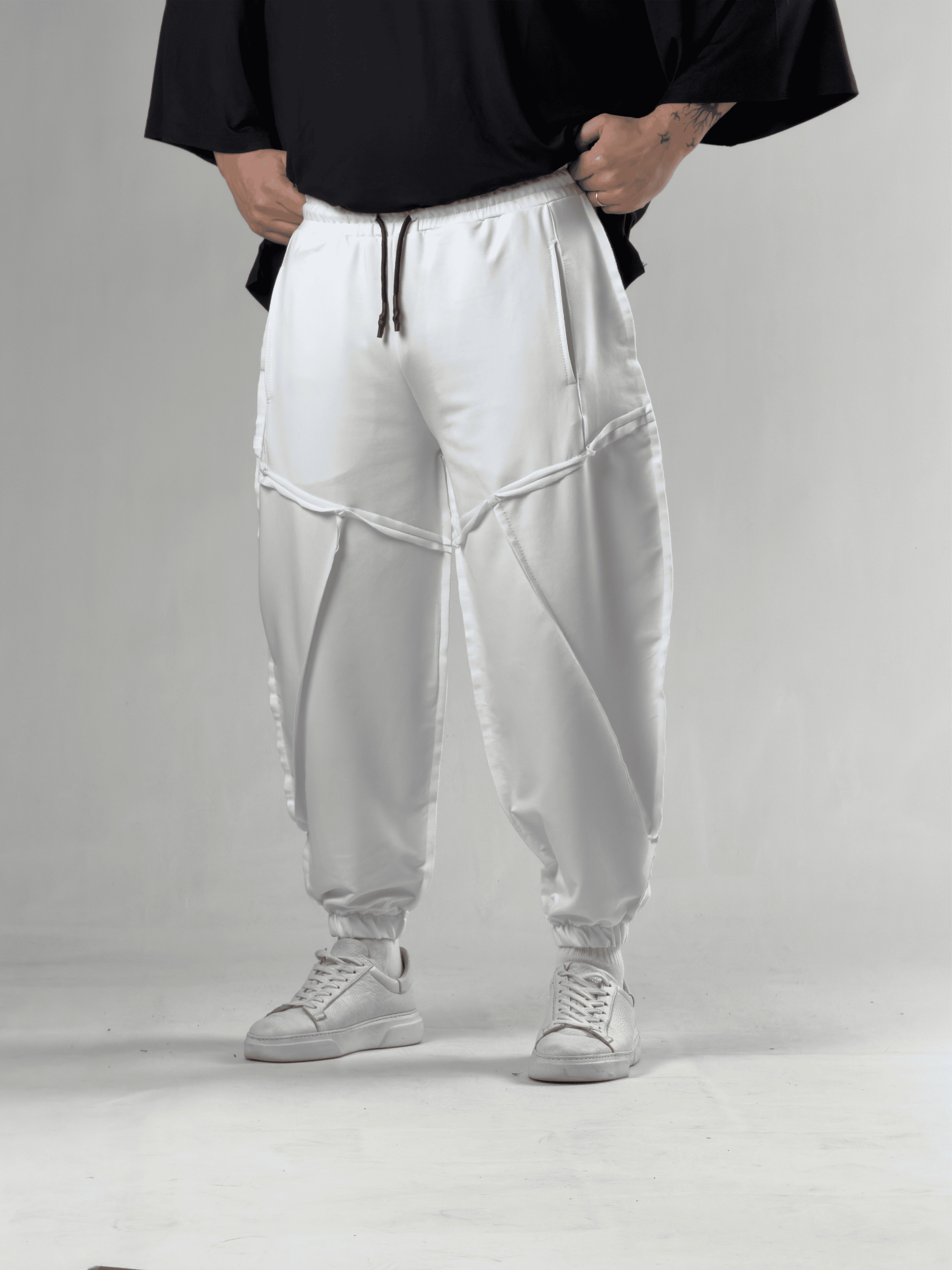 Dikiş Detaylı Beyaz Erkek Jogger Pantolon COC3106