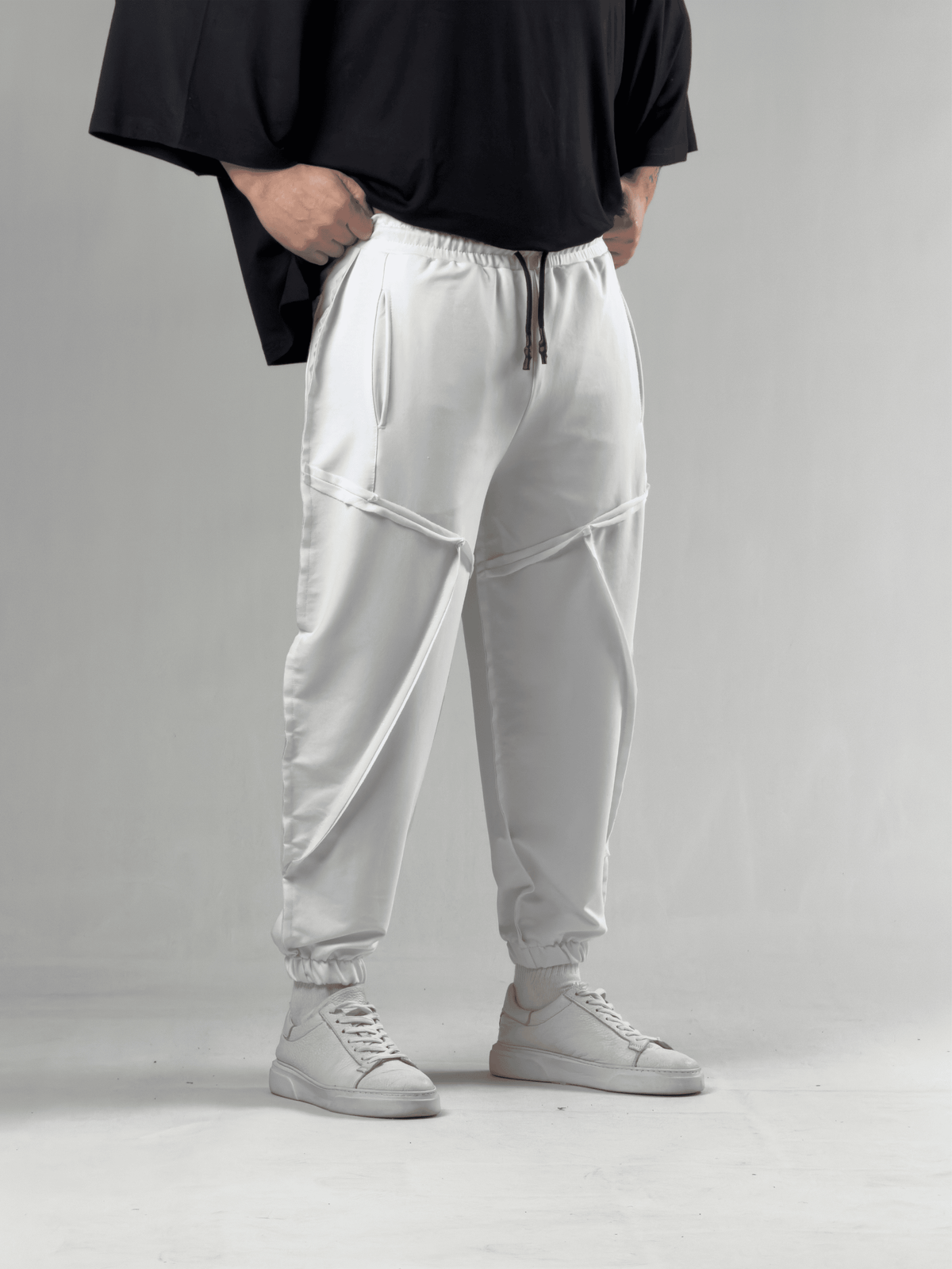 Dikiş Detaylı Beyaz Erkek Jogger Pantolon COC3106