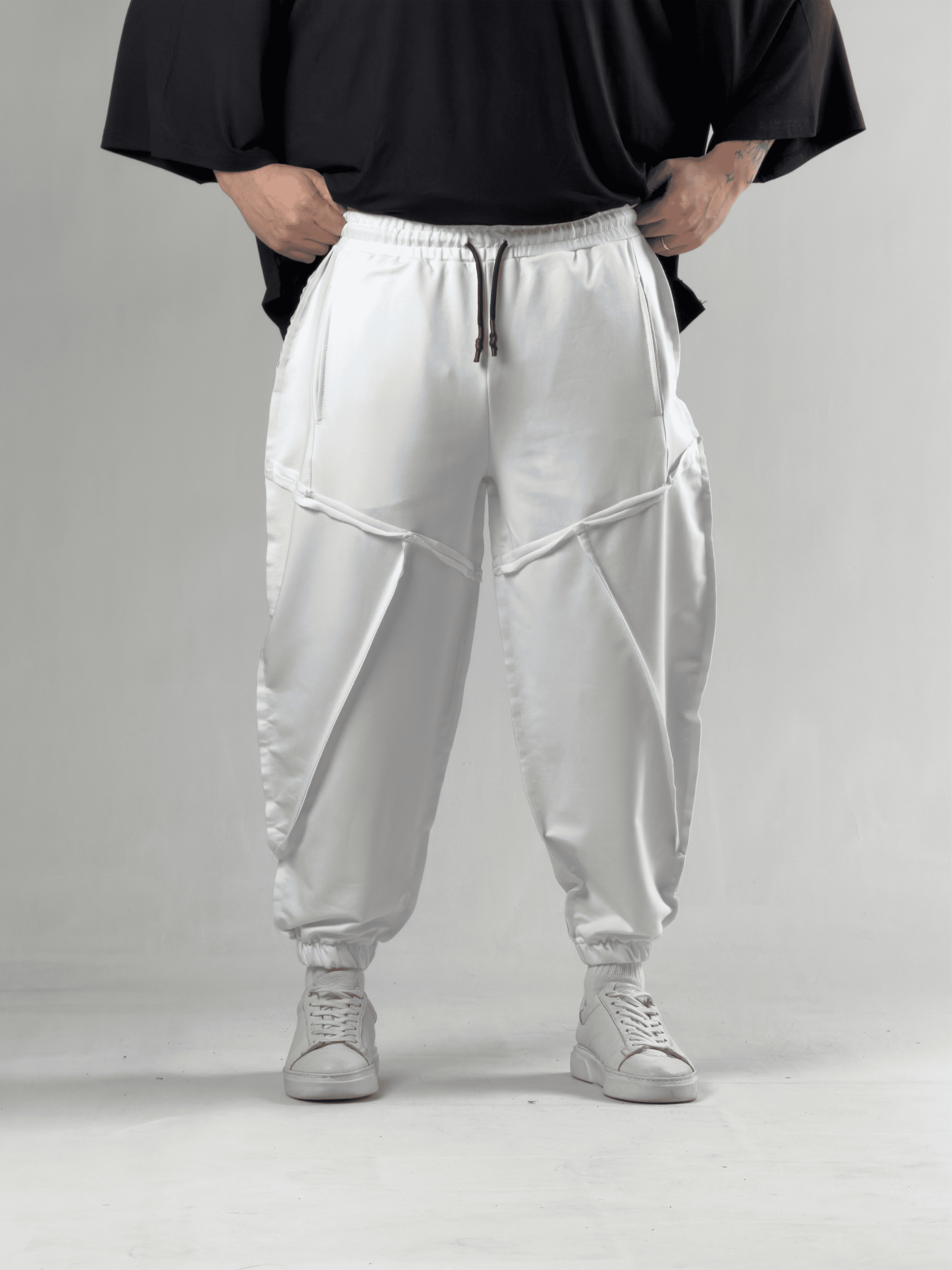 Dikiş Detaylı Beyaz Erkek Jogger Pantolon COC3106