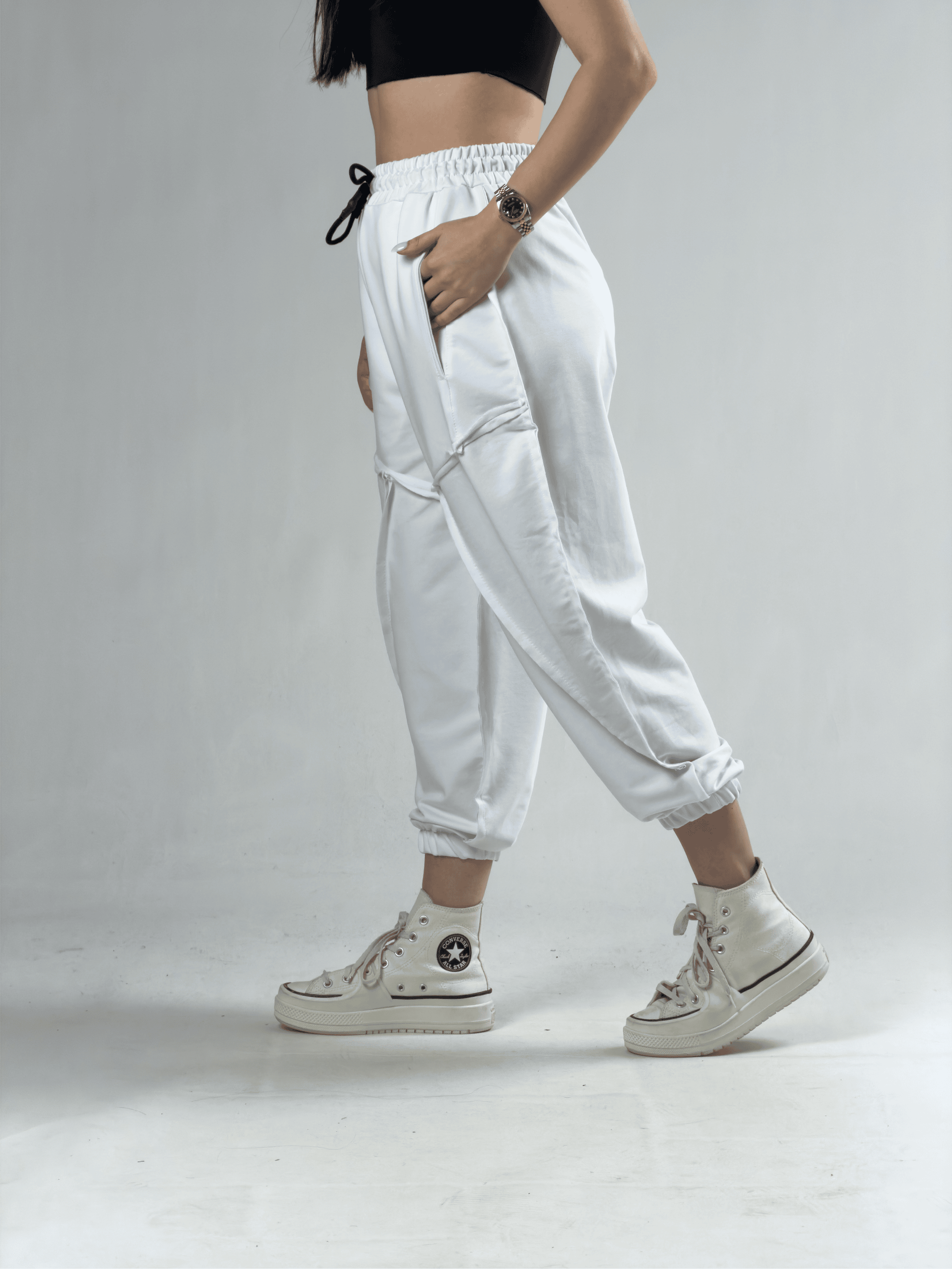 Dikiş Detaylı Beyaz Kadın Jogger Pantolon COC3149