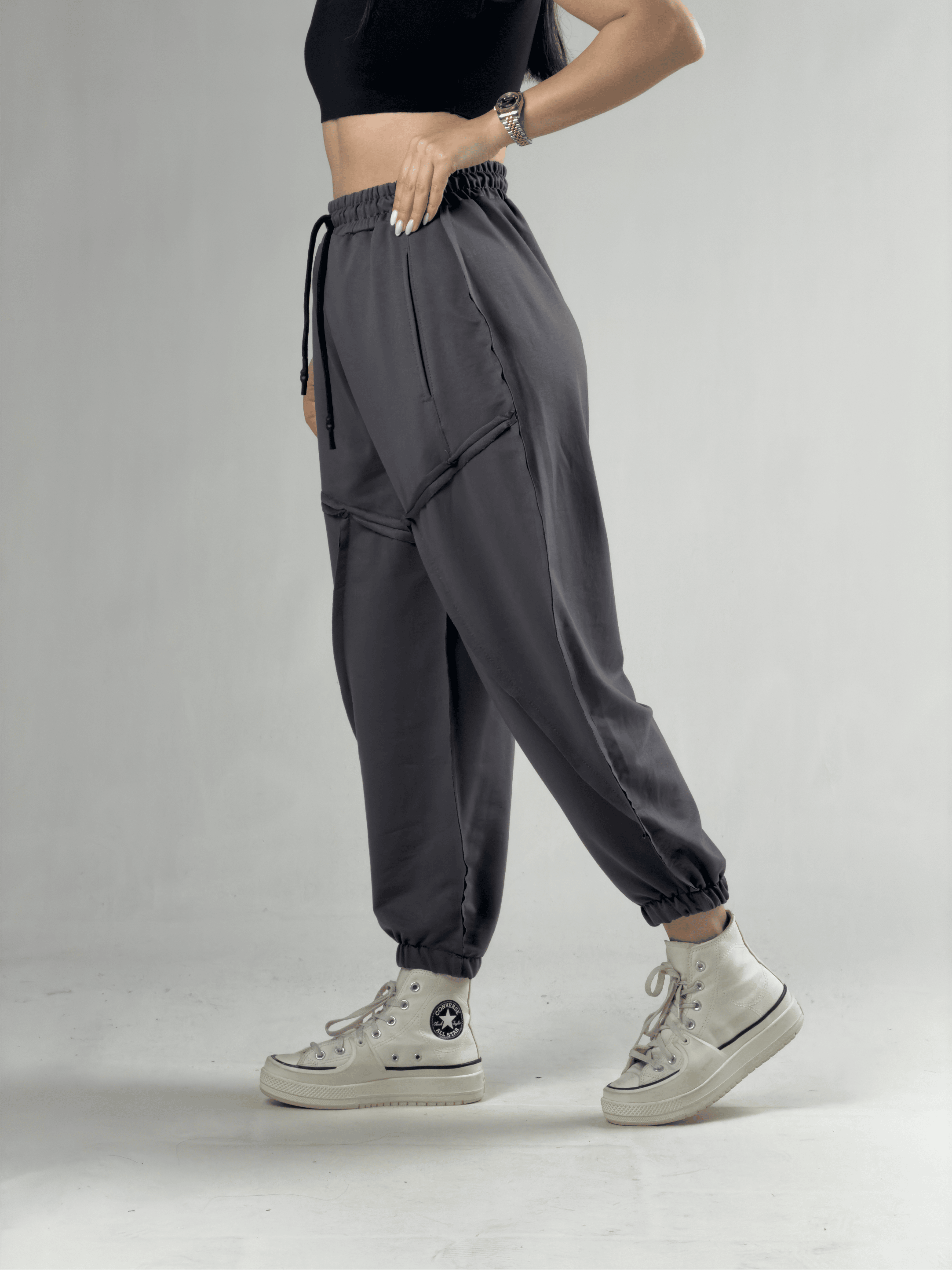 Dikiş Detaylı Füme Kadın Jogger Pantolon COC3148