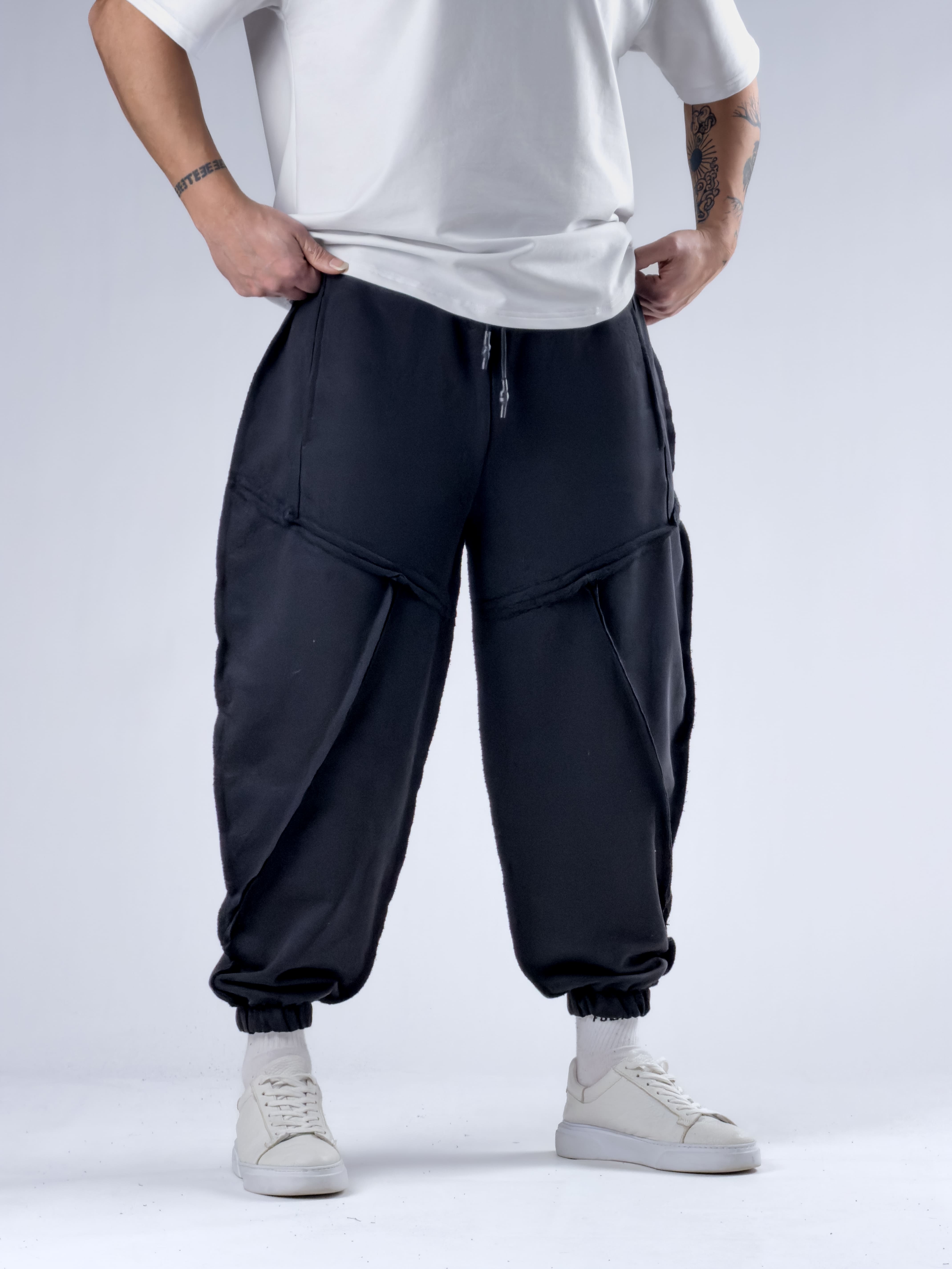 Dikiş Detaylı Siyah Erkek Jogger Pantolon COC2772