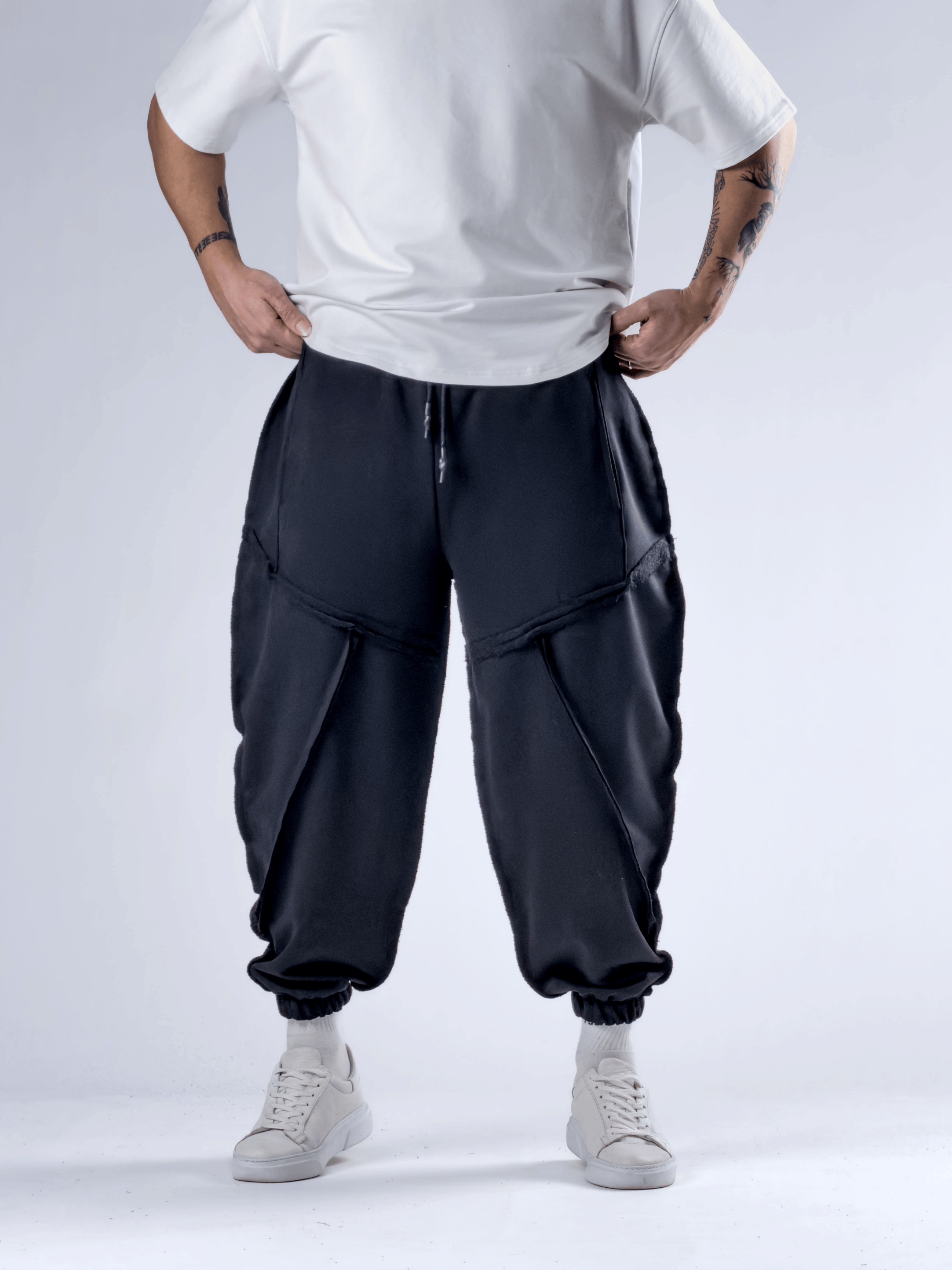 Dikiş Detaylı Siyah Erkek Jogger Pantolon COC2772
