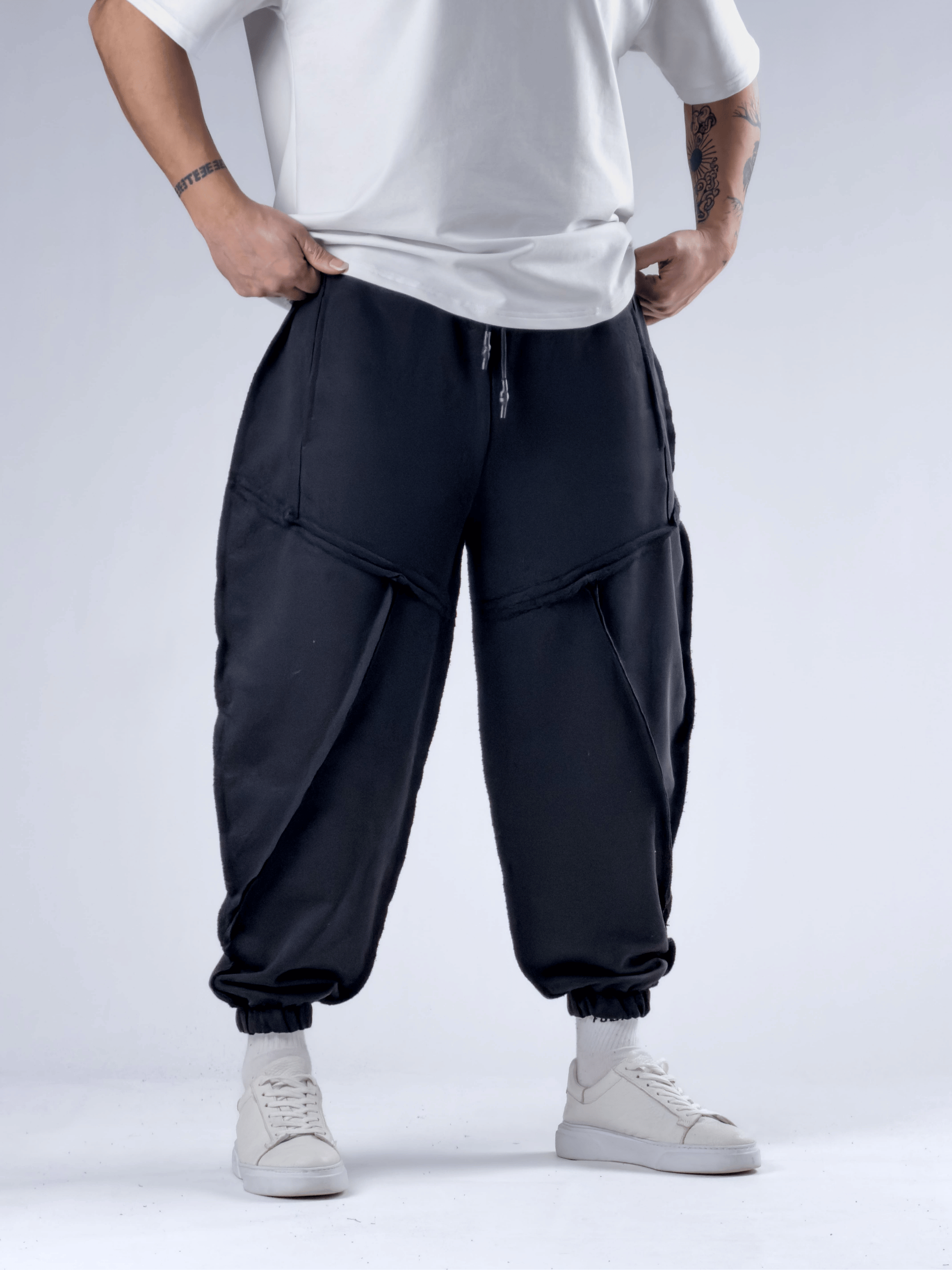 Dikiş Detaylı Siyah Erkek Jogger Pantolon COC2772