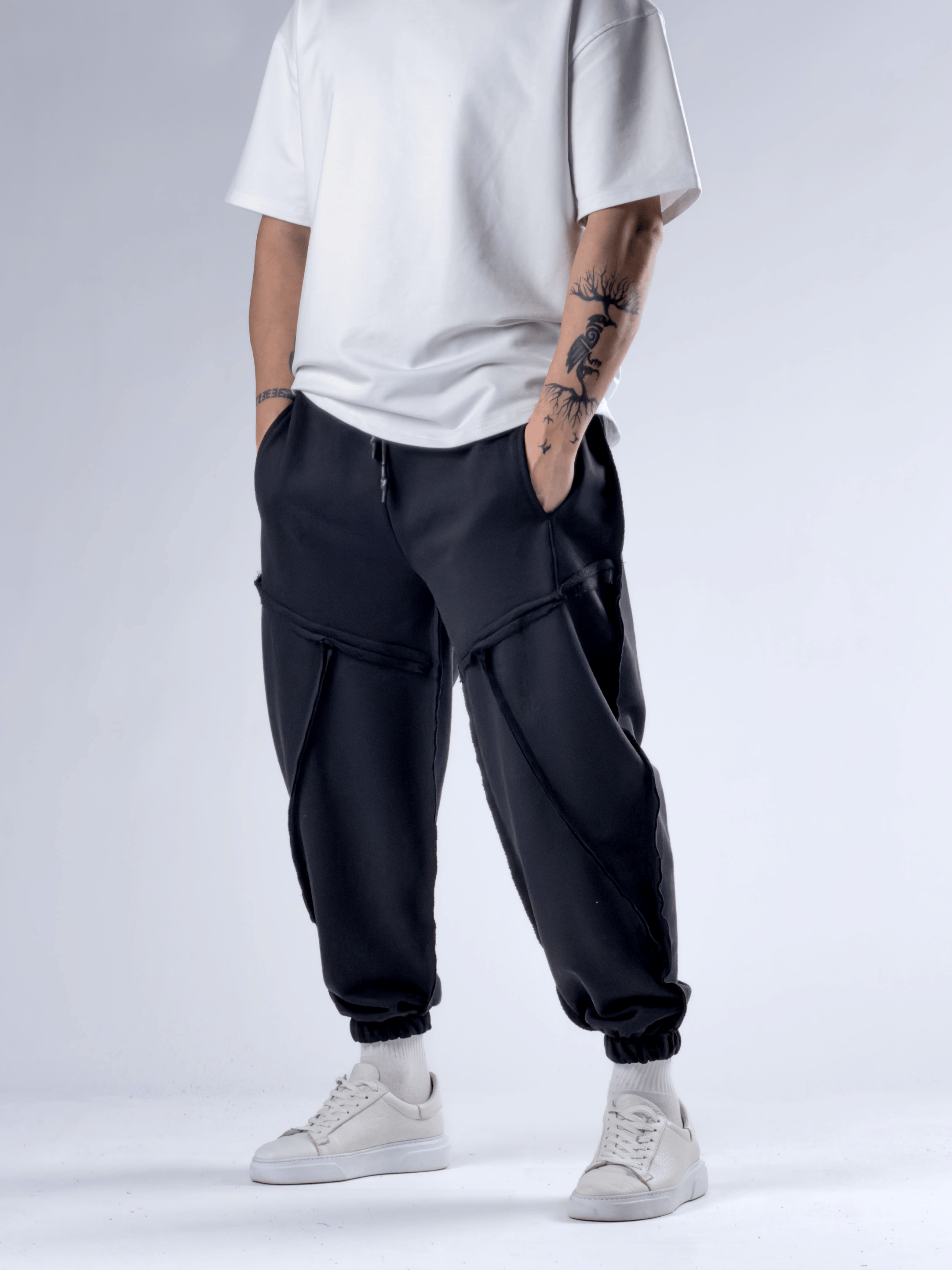 Dikiş Detaylı Siyah Erkek Jogger Pantolon COC2772