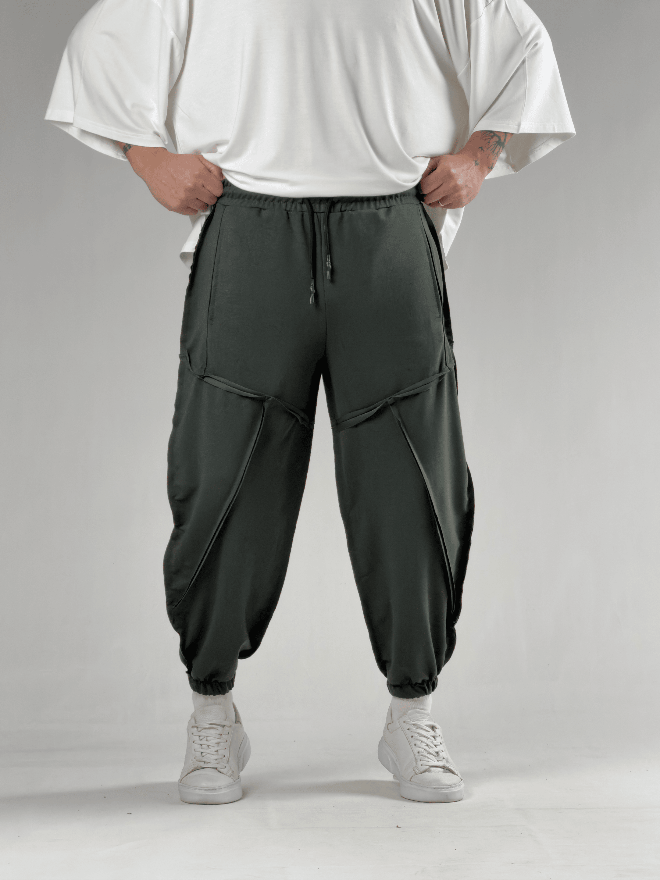 Dikiş Detaylı Yeşil Erkek Jogger Pantolon COC3108