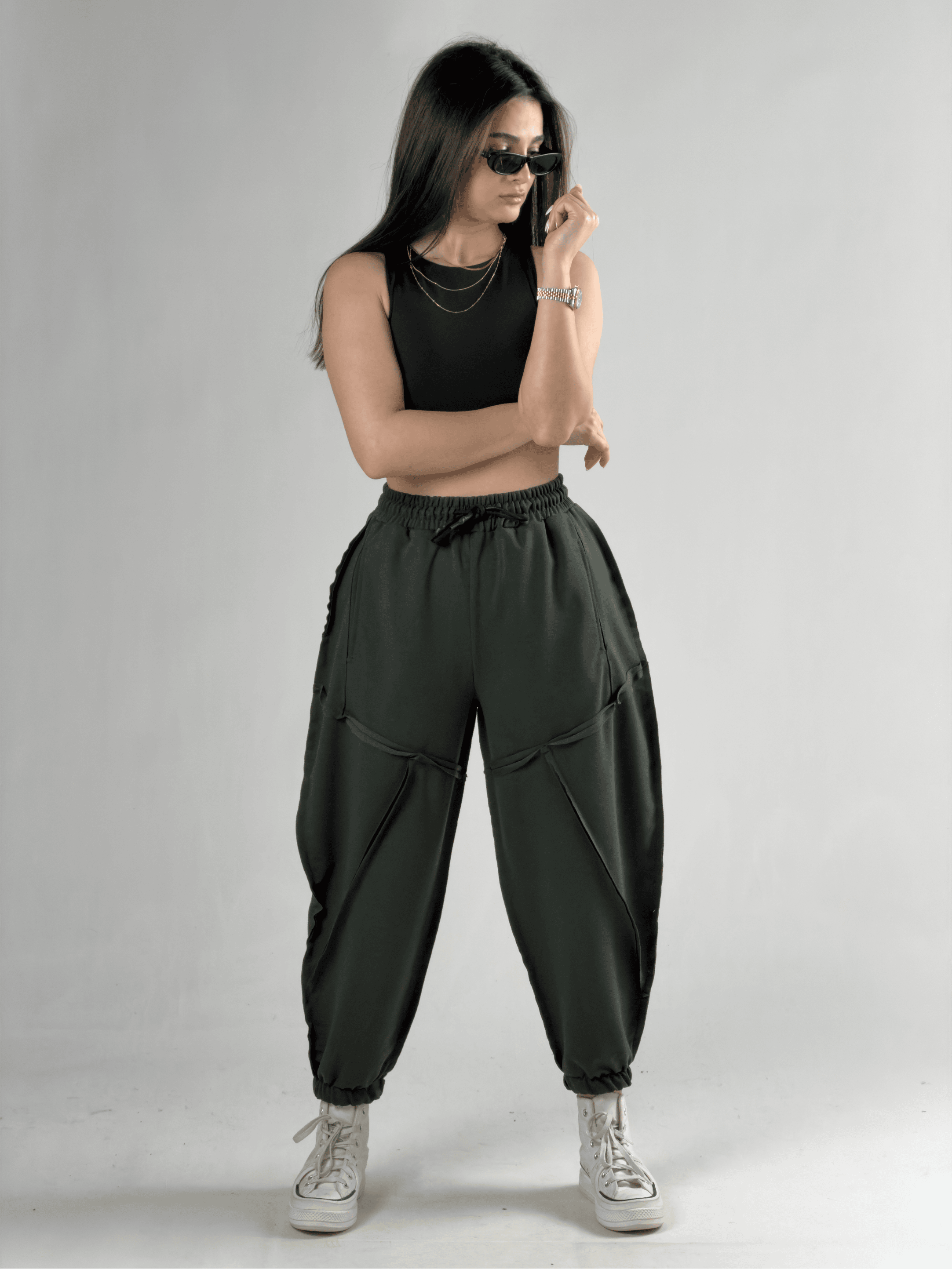 Dikiş Detaylı Yeşil Kadın Jogger Pantolon COC3144