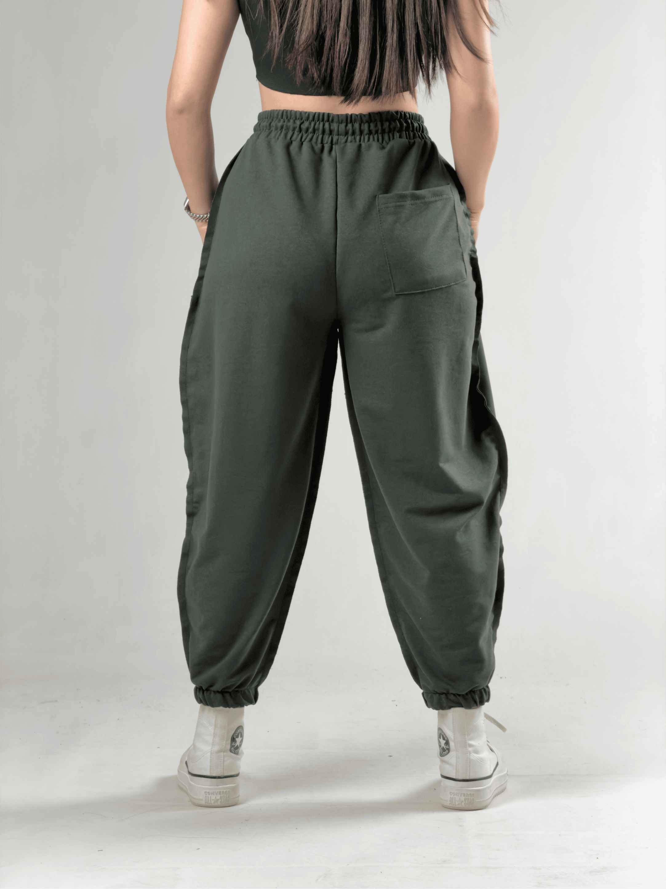 Dikiş Detaylı Yeşil Kadın Jogger Pantolon COC3144
