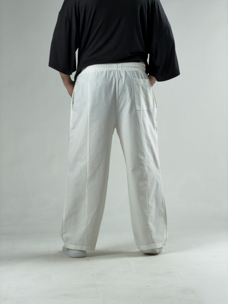 Diz Detaylı Beyaz Erkek Baggy Pantolon COC3131