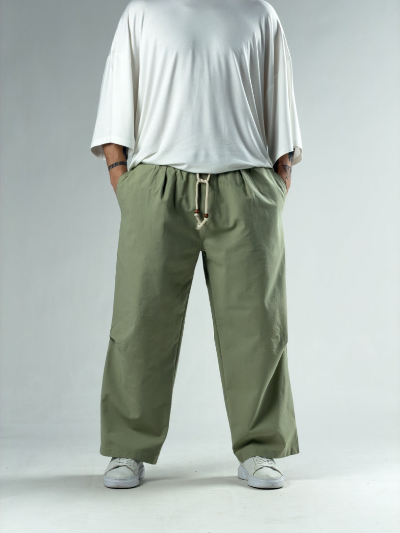 Diz Detaylı Haki Erkek Baggy Pantolon COC3113