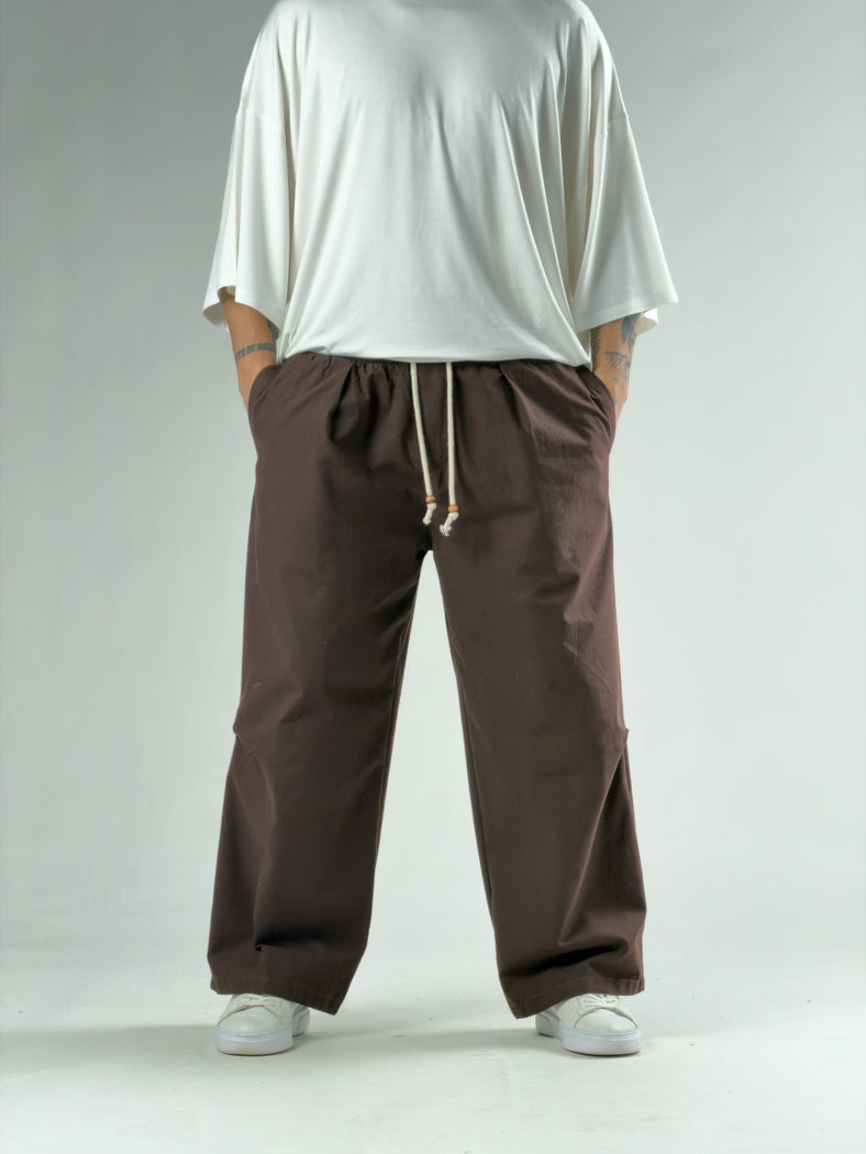 Diz Detaylı Kahvevrengi Erkek Baggy Pantolon COC3132