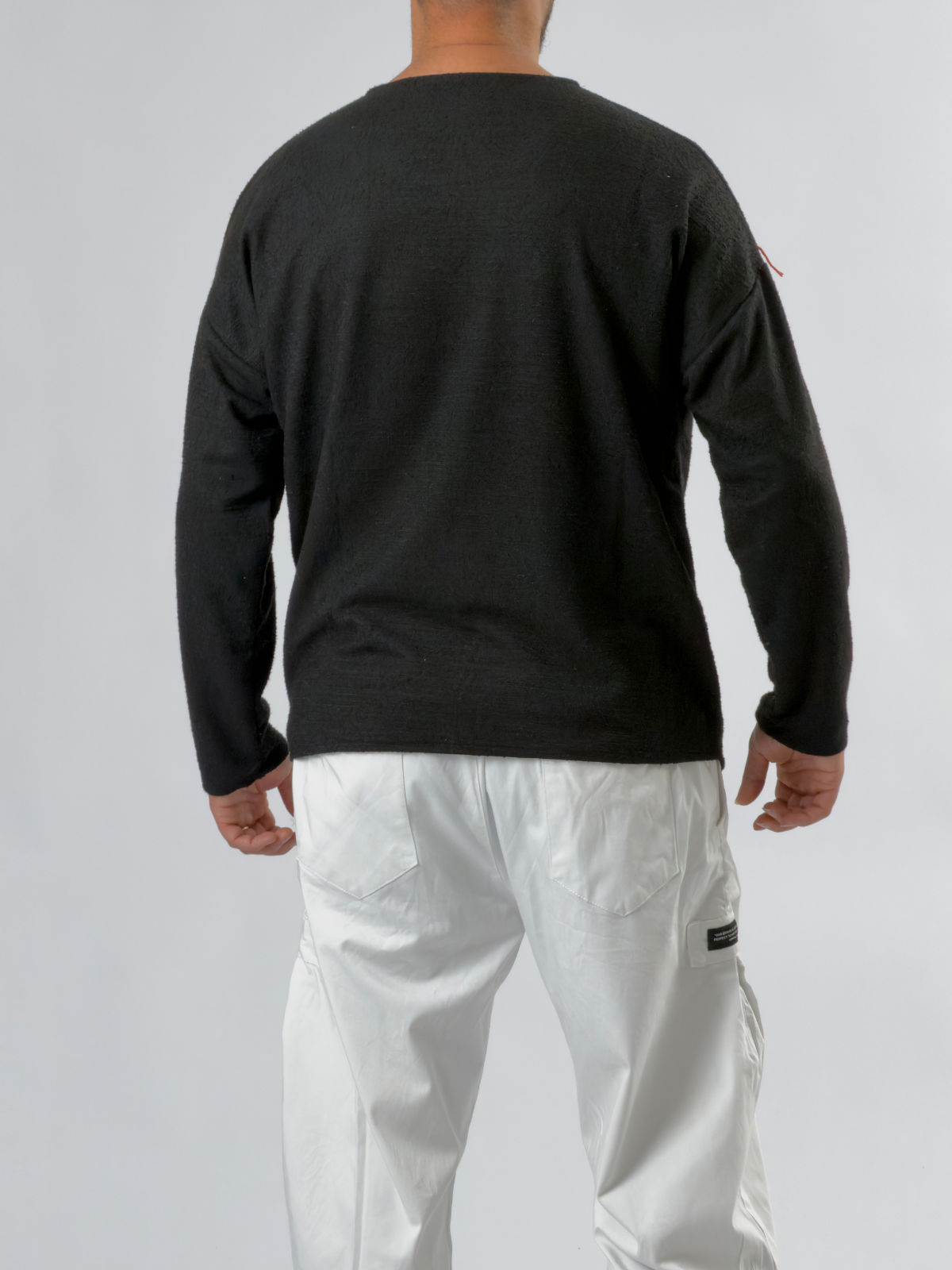 Düğmeli Asimetrik Siyah Erkek Sweatshirt COC3524