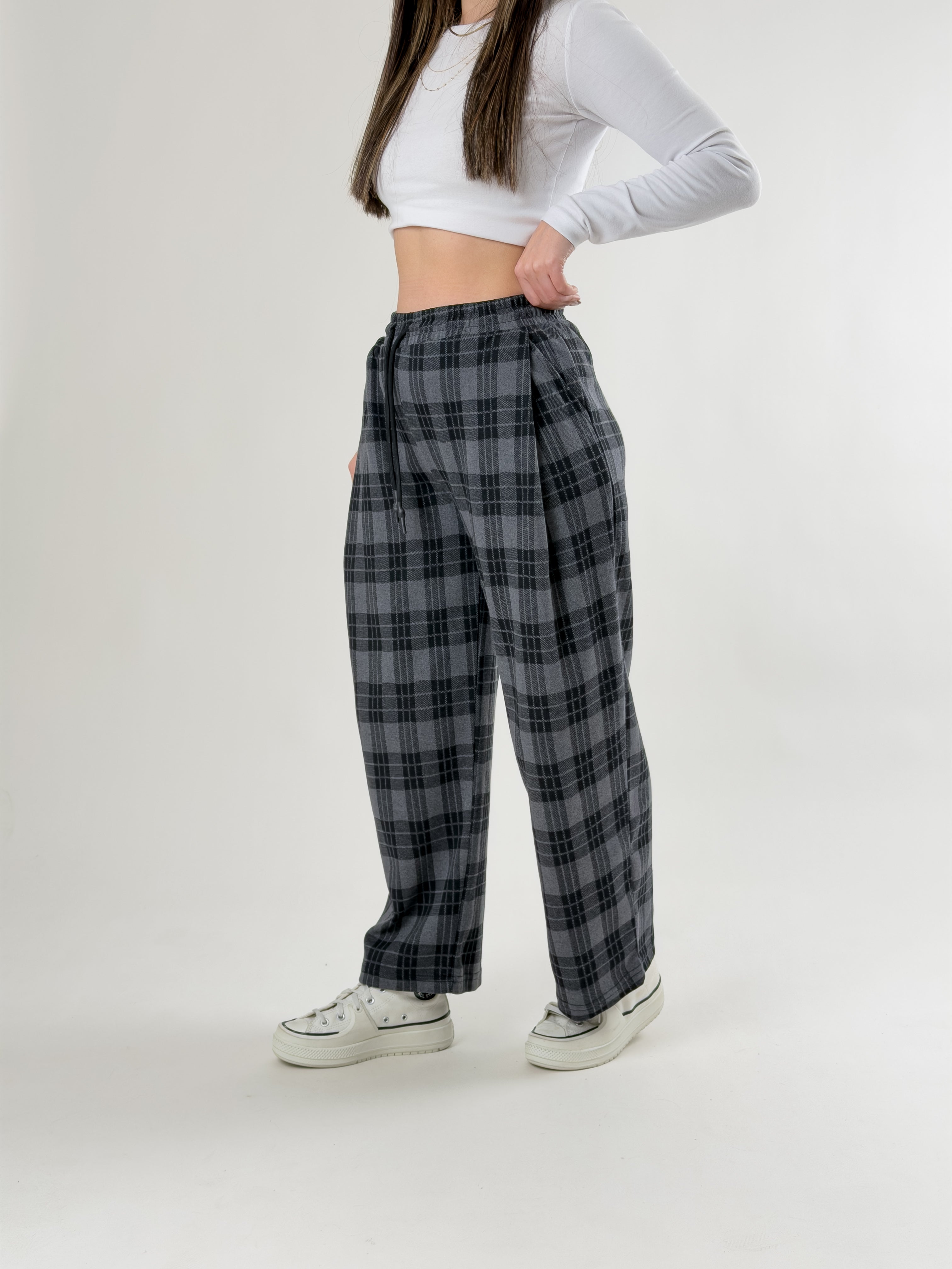 Ekose Kadın Baggy Pantolon COC2681