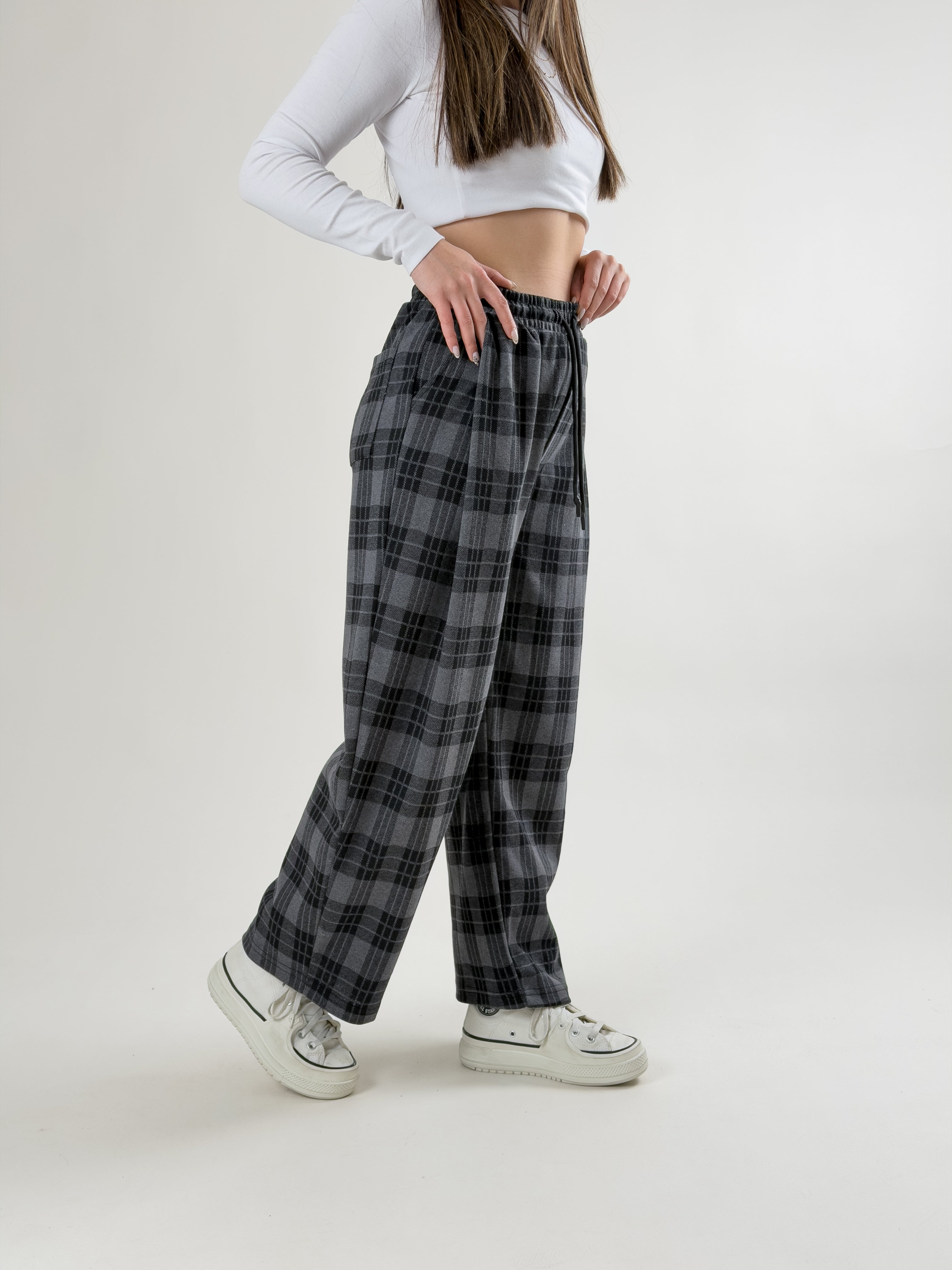 Ekose Kadın Baggy Pantolon COC2681