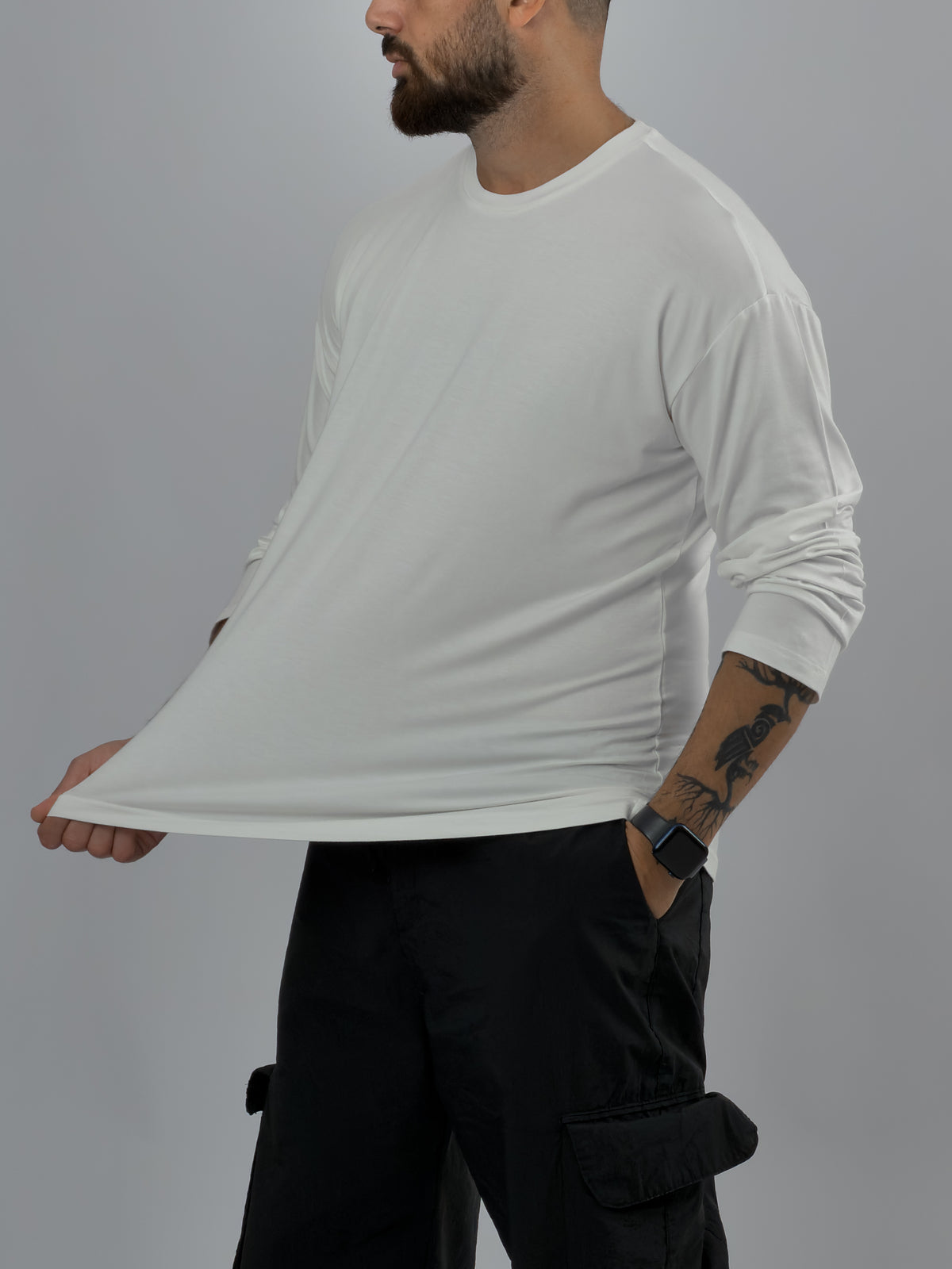 Ekru Bisiklet Yaka Basic Erkek Sweatshirt COC3542