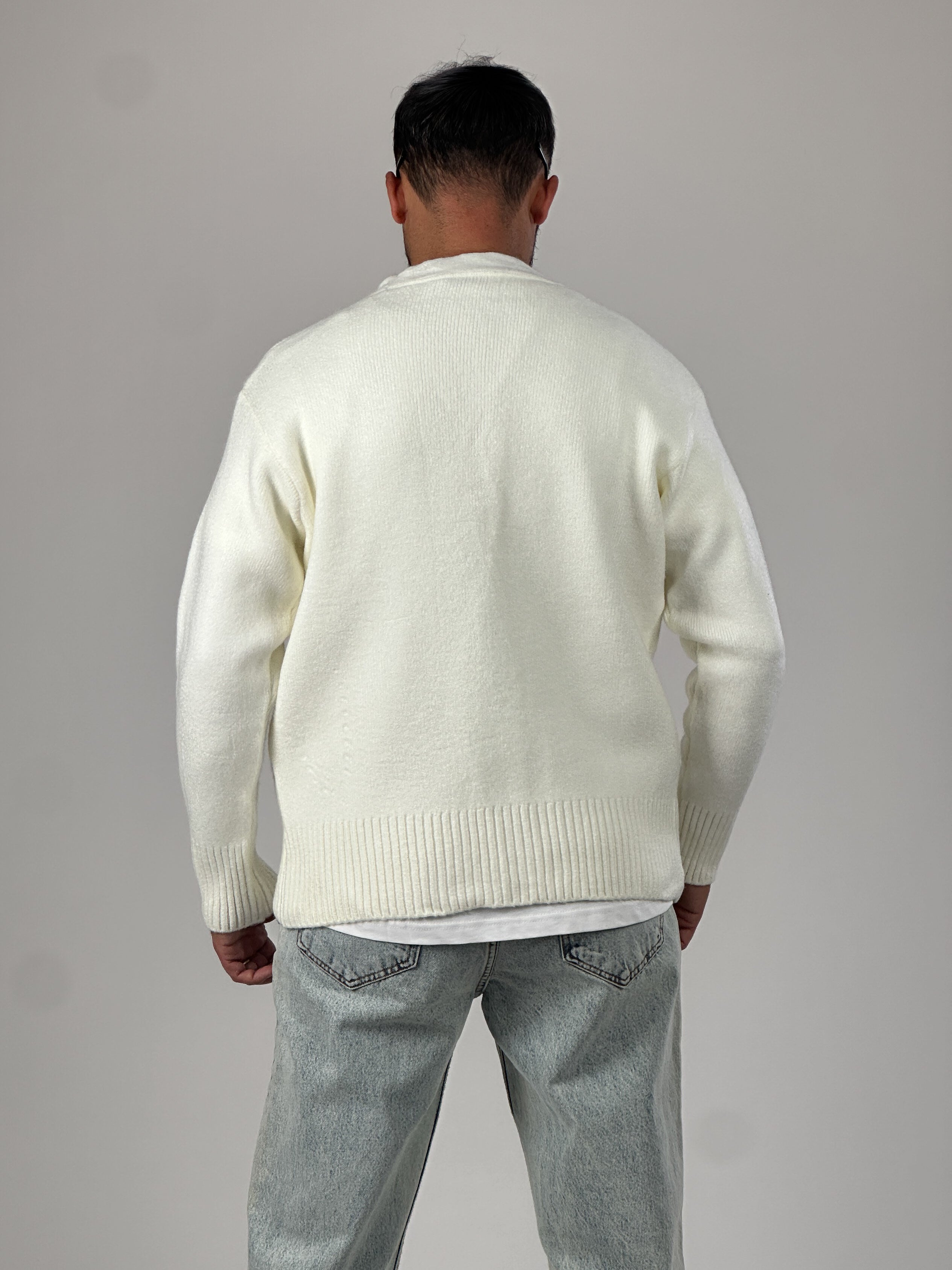 Ekru Erkek Triko Hırka COC1028