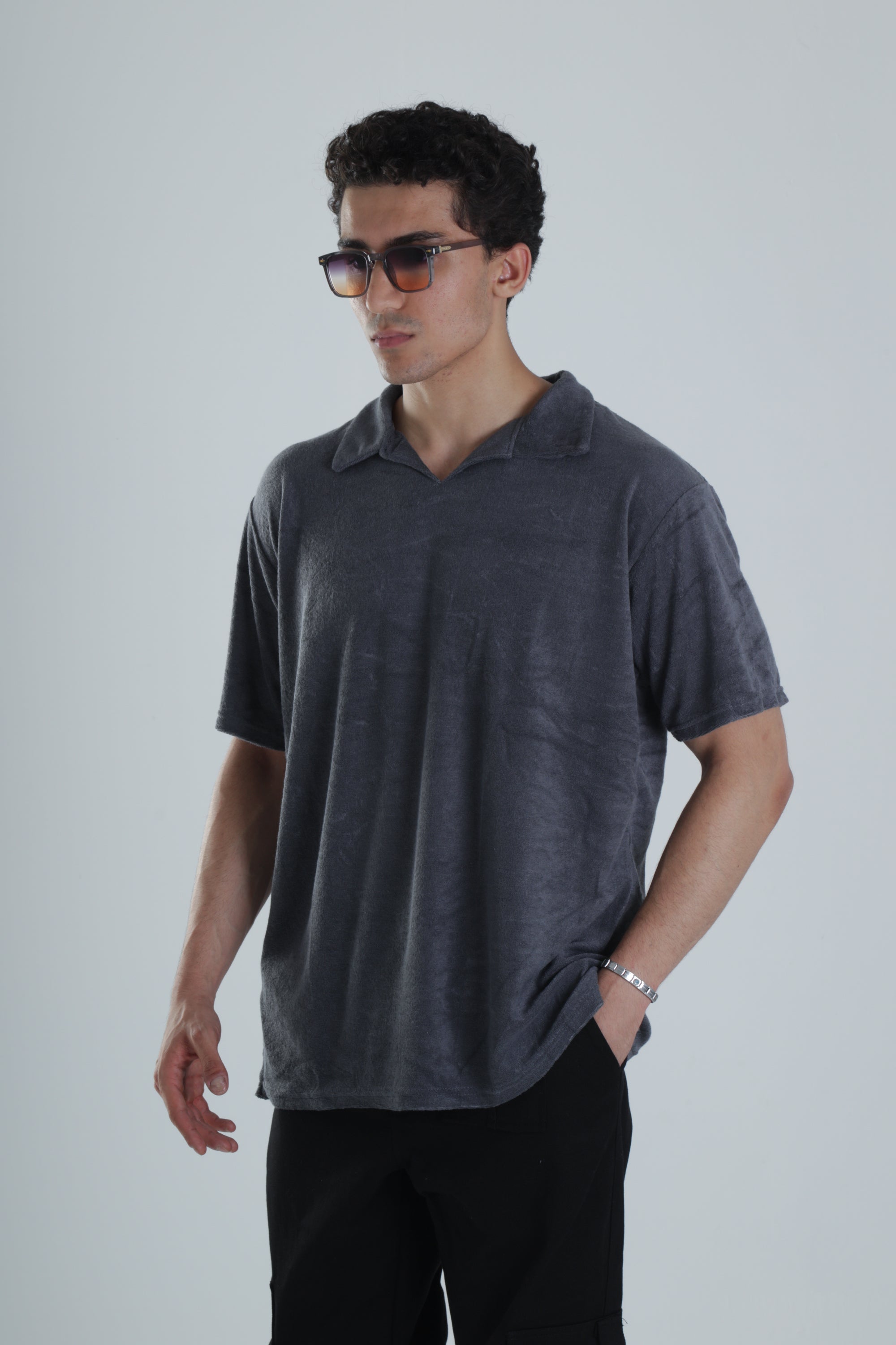 Erkek Antrasit T-Shirt Dokuma Kumaş COC1155