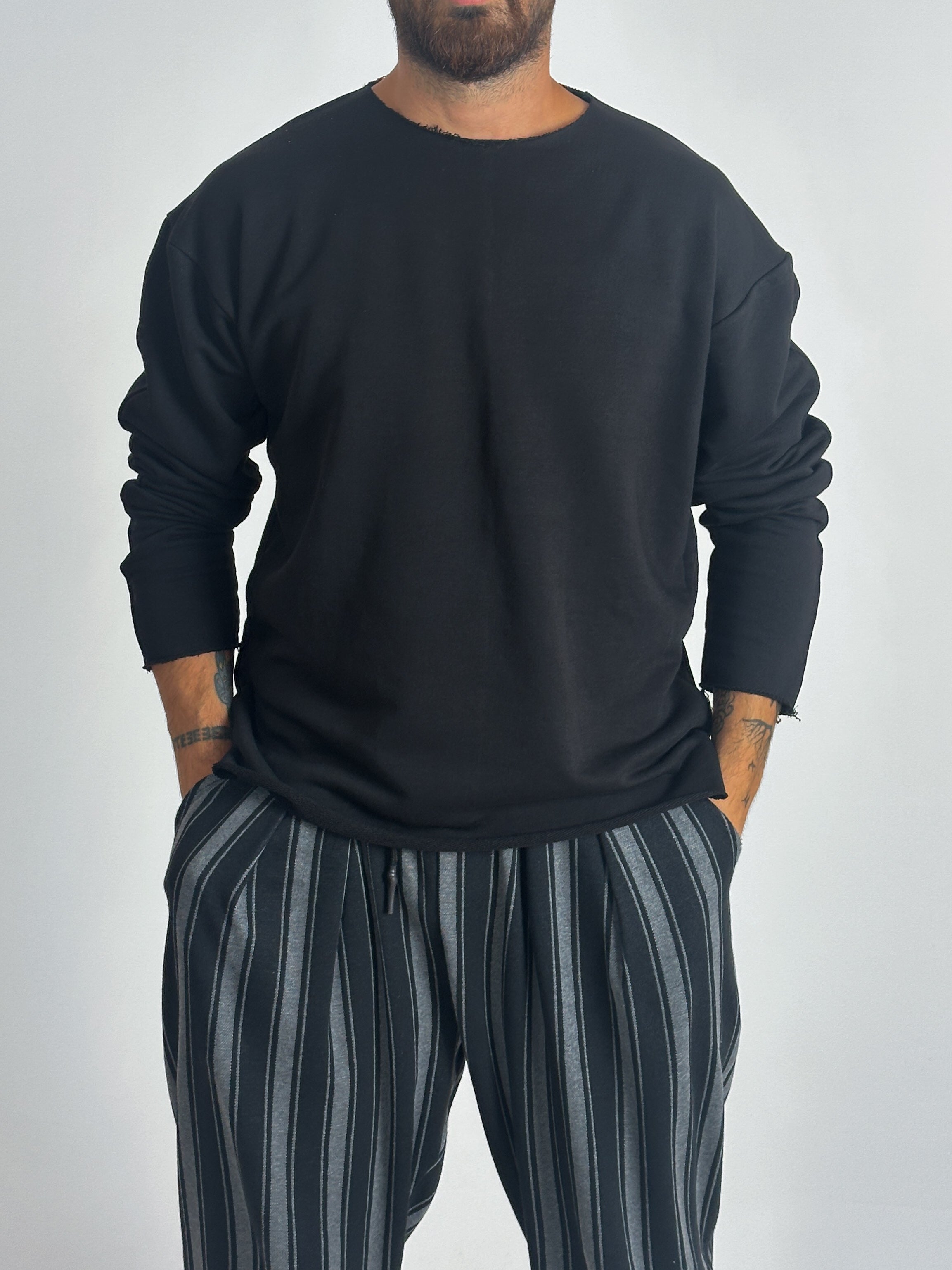Erkek Basic Siyah Sweatshirt COC1019