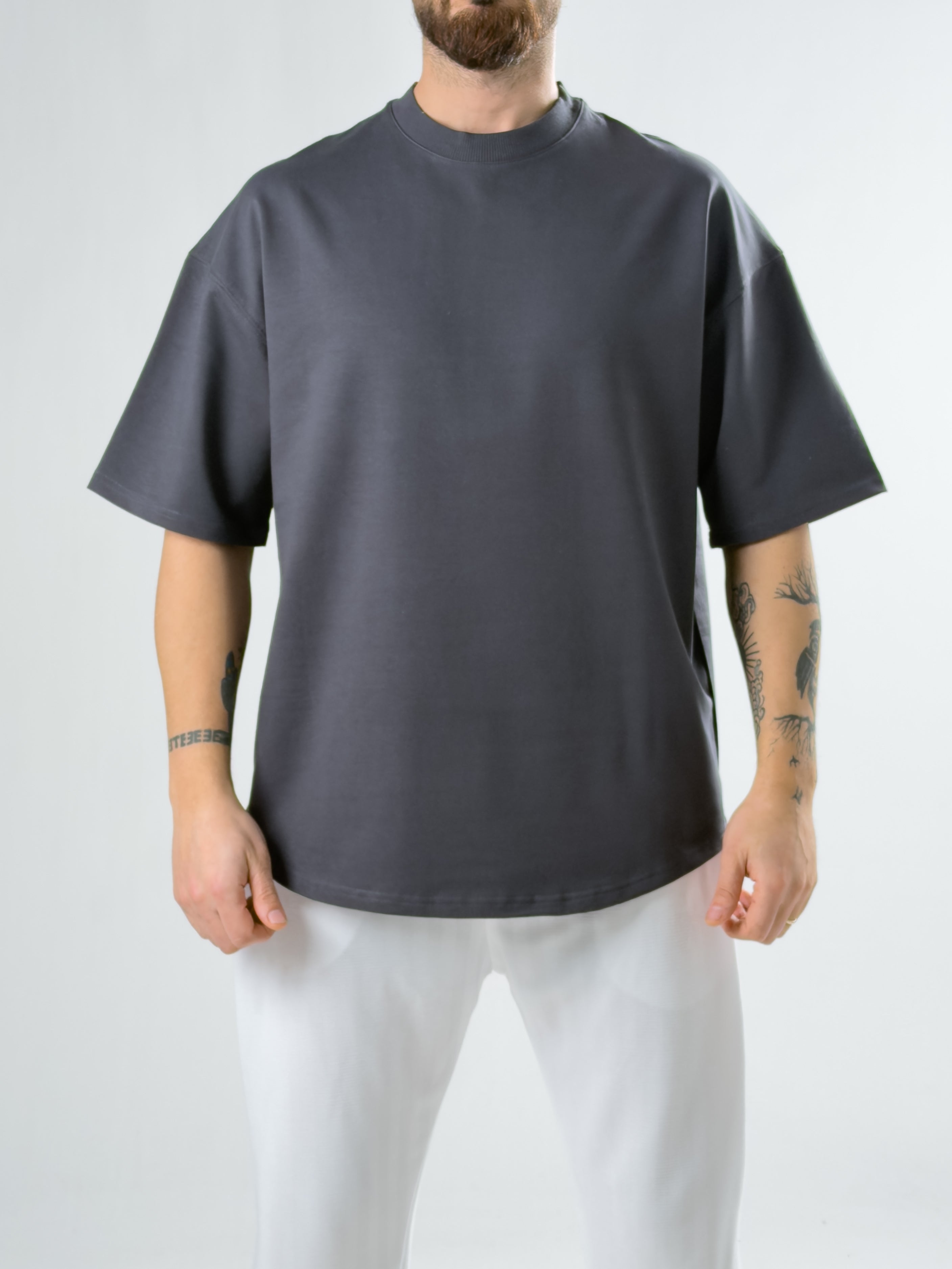 Erkek Füme Basic Oversize T-shirt COC2916