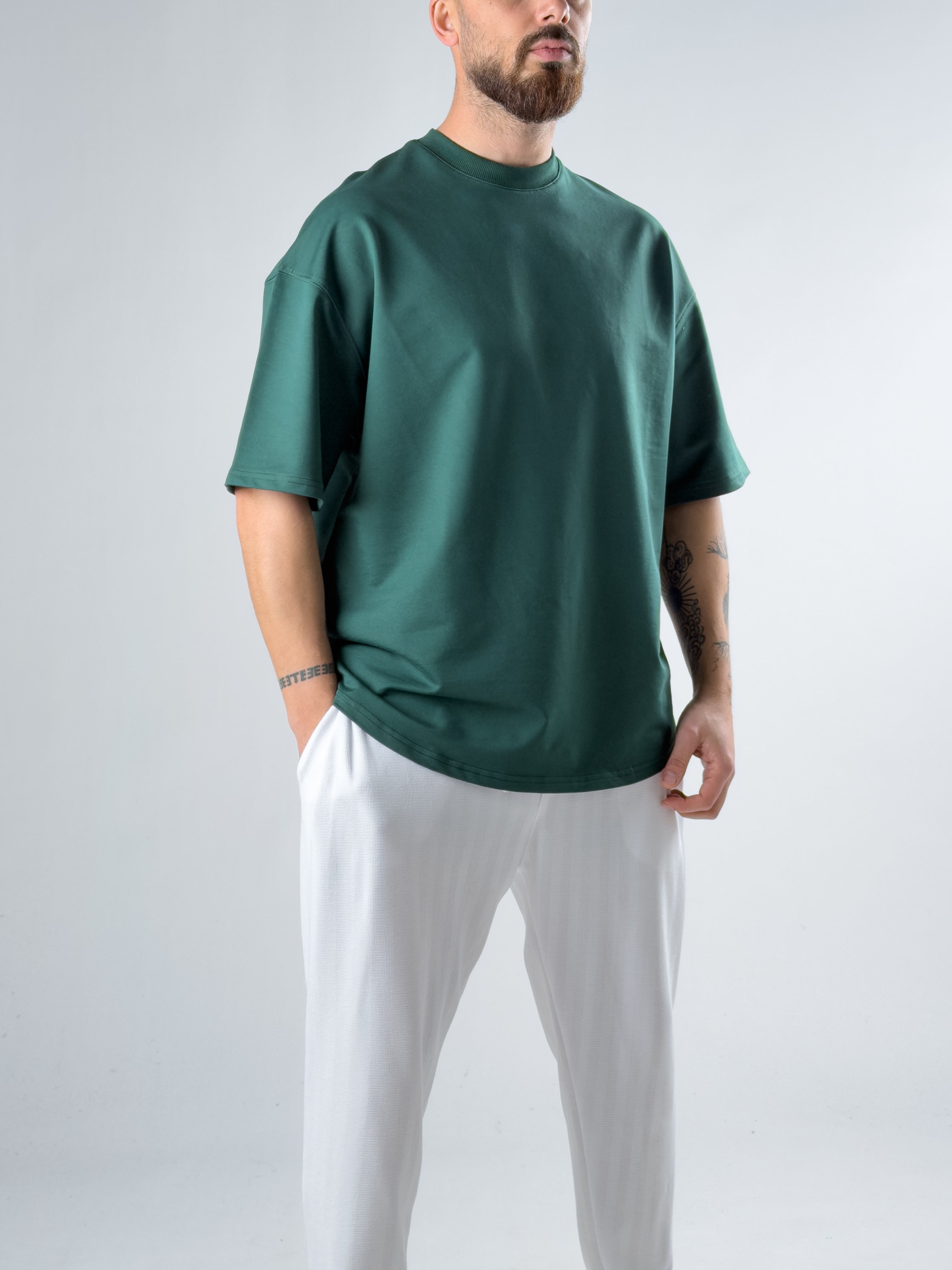 Erkek Haki Basic Oversize T-shirt COC2915