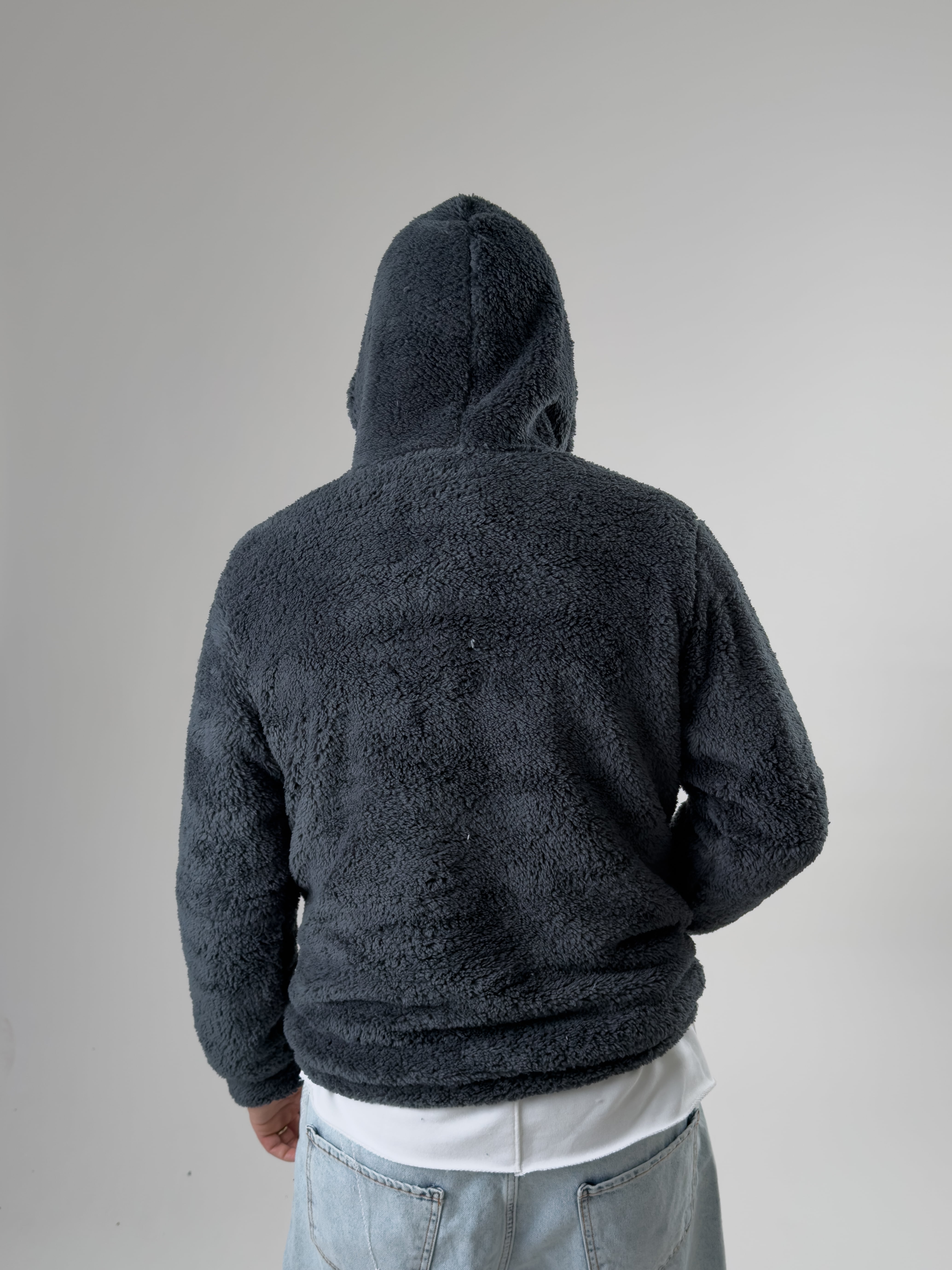 Erkek Kapüşonlu Antrasit Peluş Sweat COC2590