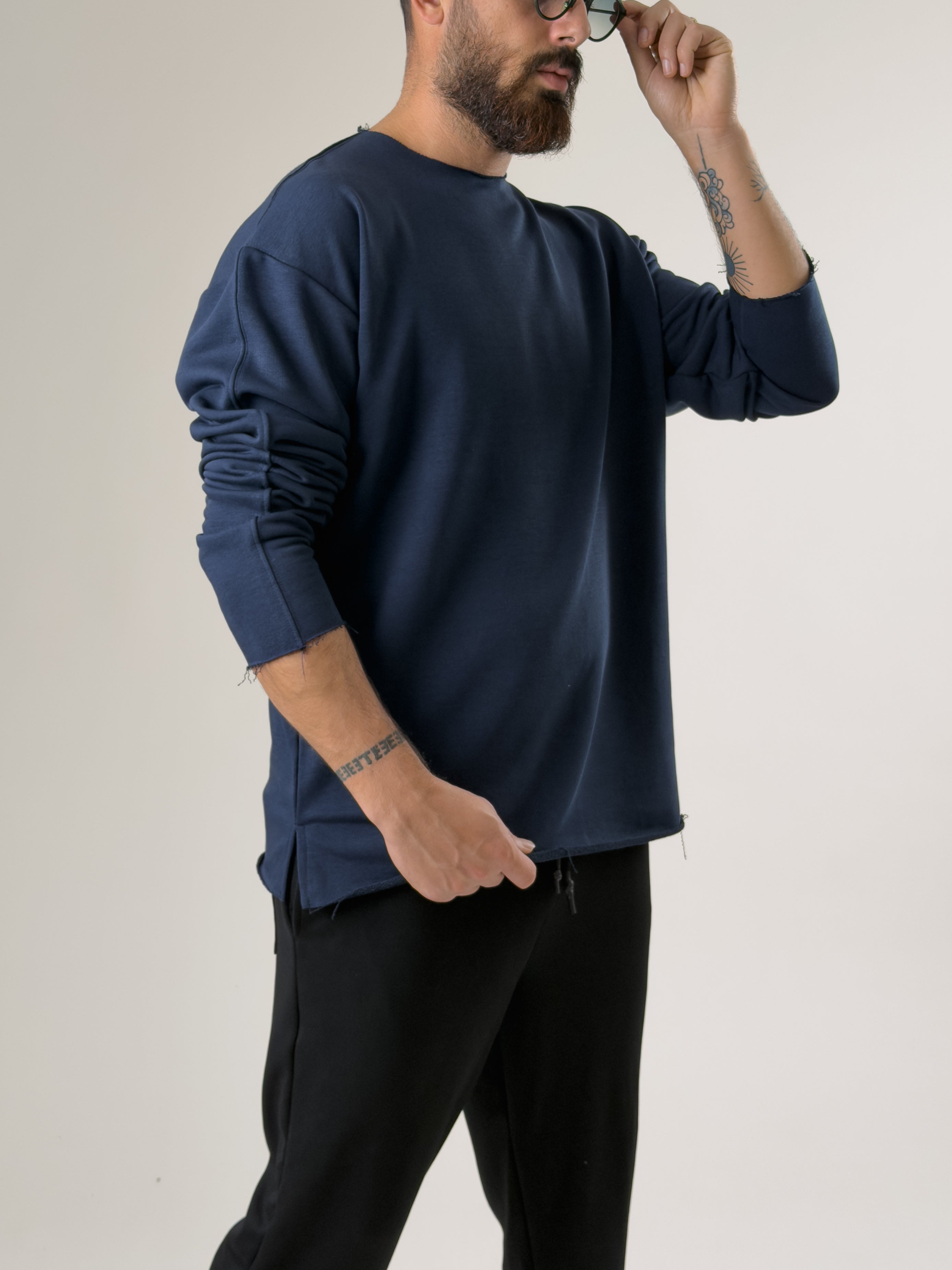 Erkek Lacivert Oversize Basic Sweat COC2596