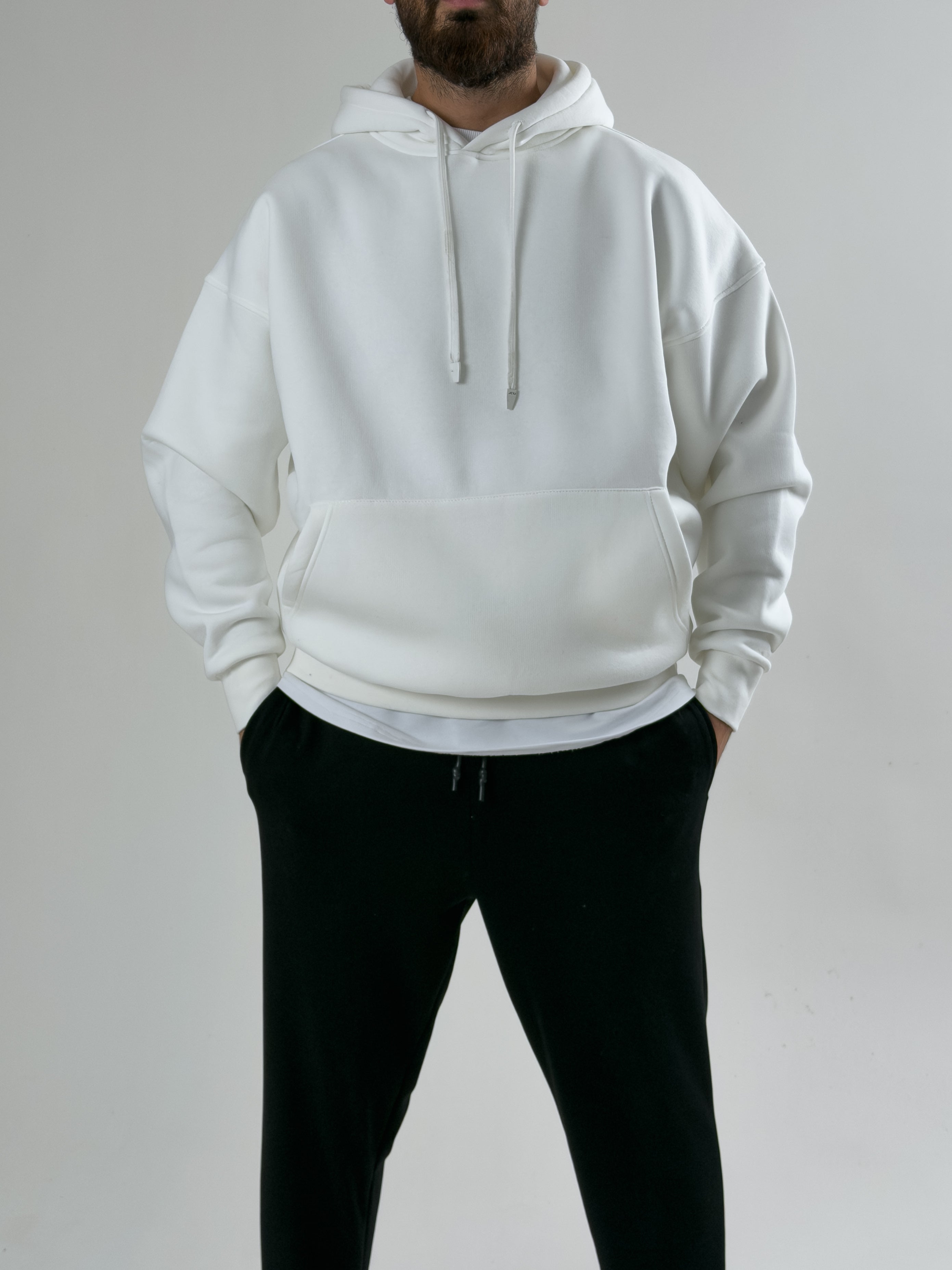 Erkek Şardonlu Ekru Hoodie COC2603