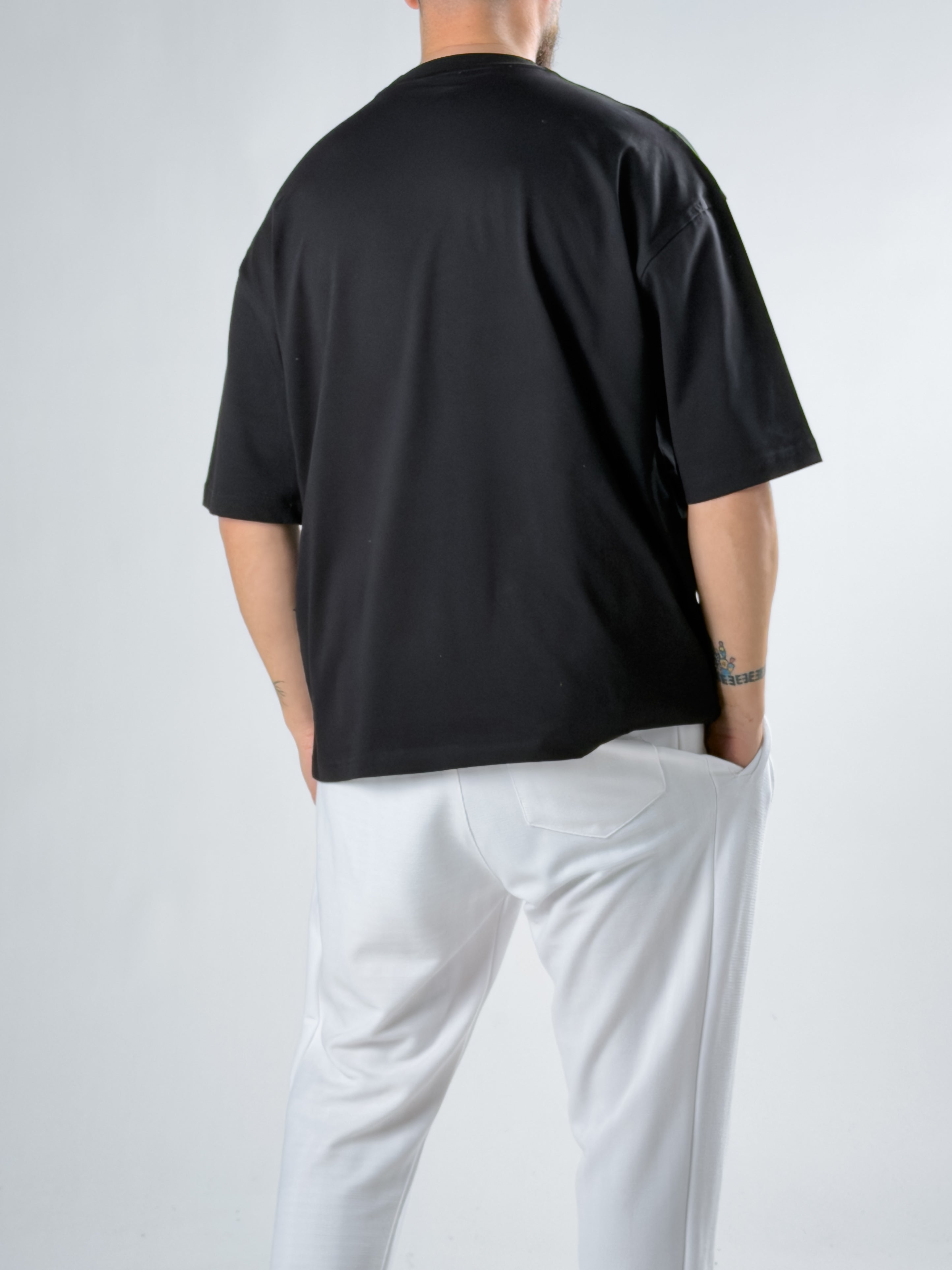 Erkek Siyah Basic Oversize T-shirt COC2928
