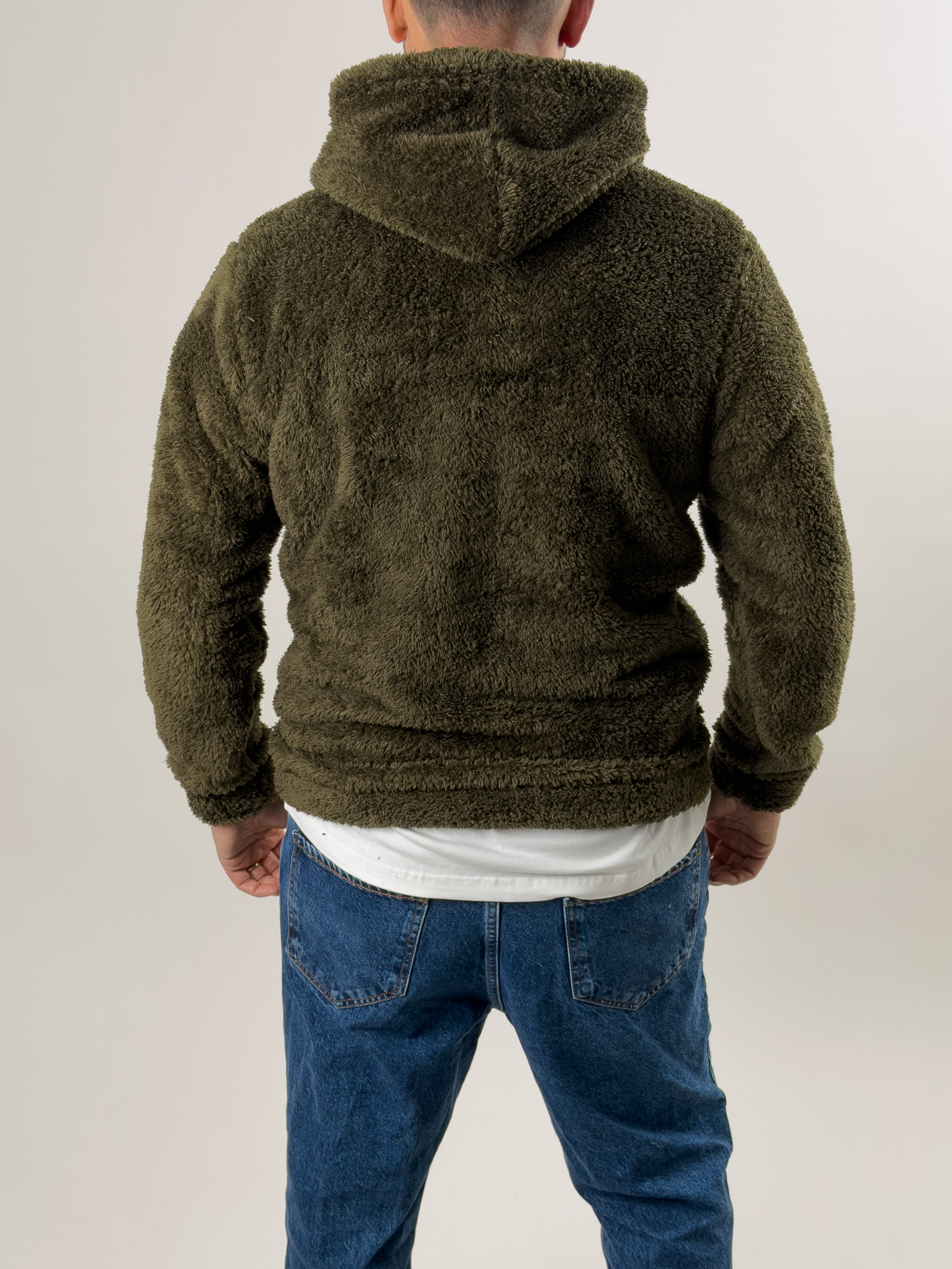 Erkek Haki Peluş Polar Sweatshirt COC2570