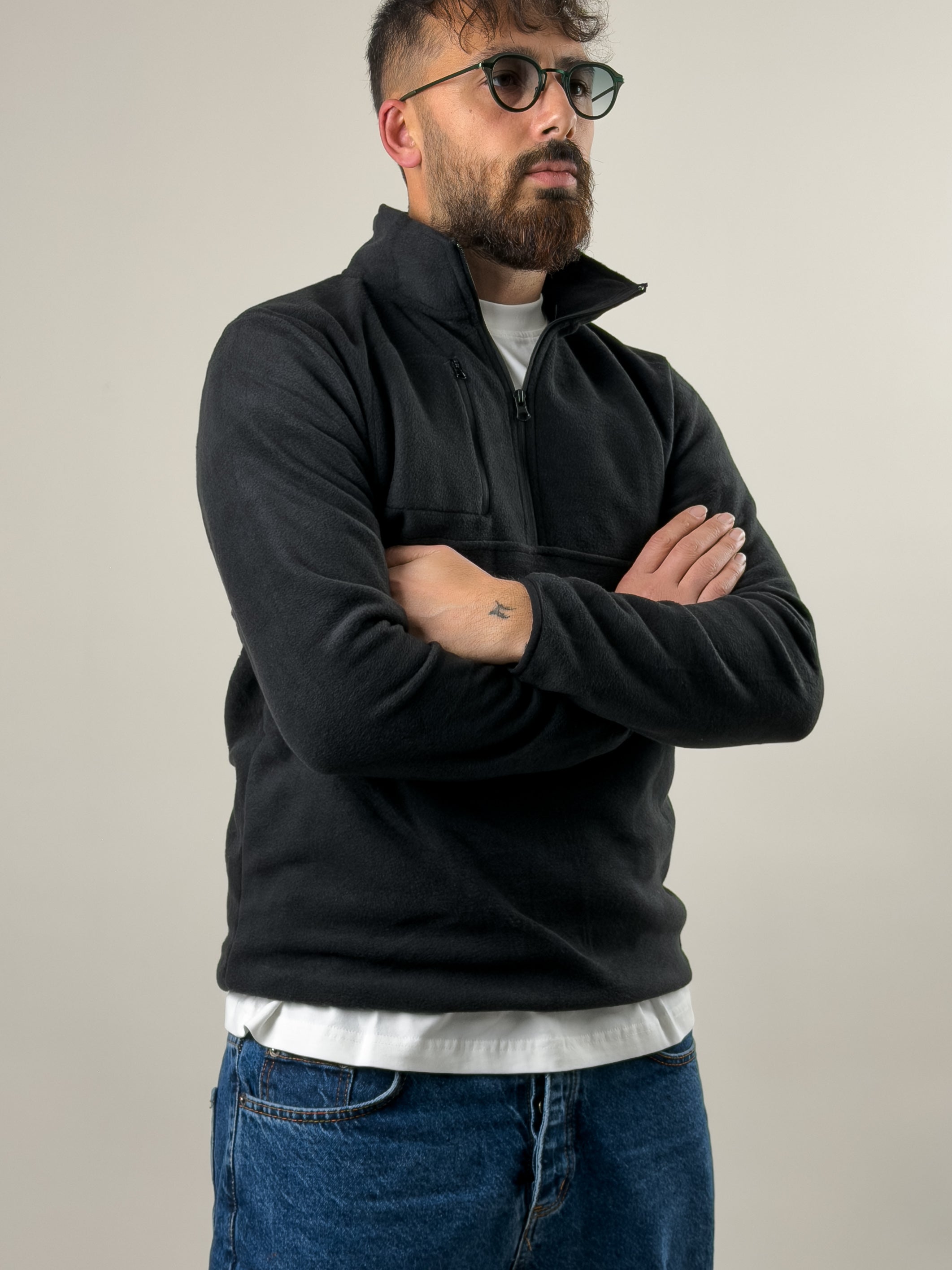 Erkek Siyah Polar Sweatshirt COC2569