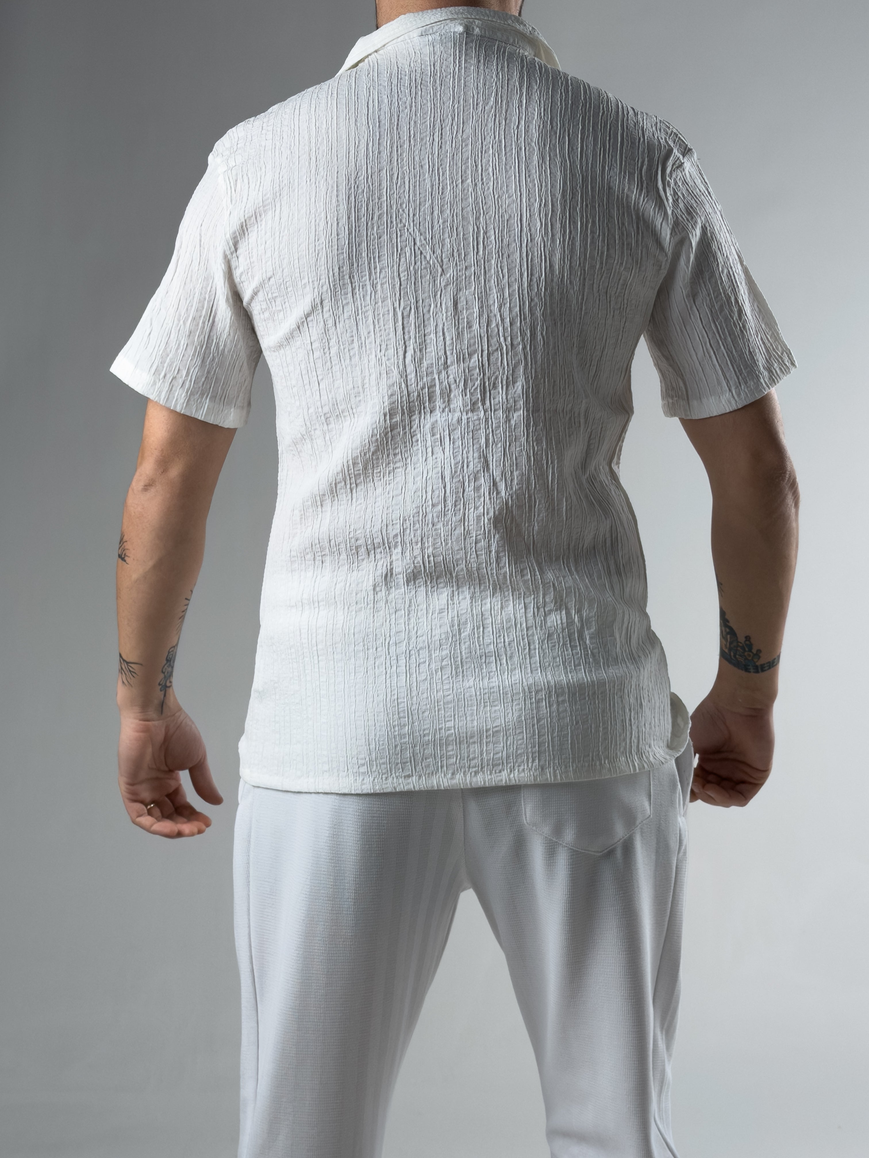 Erkek Soft Dokulu Beyaz Gömlek COCK0092