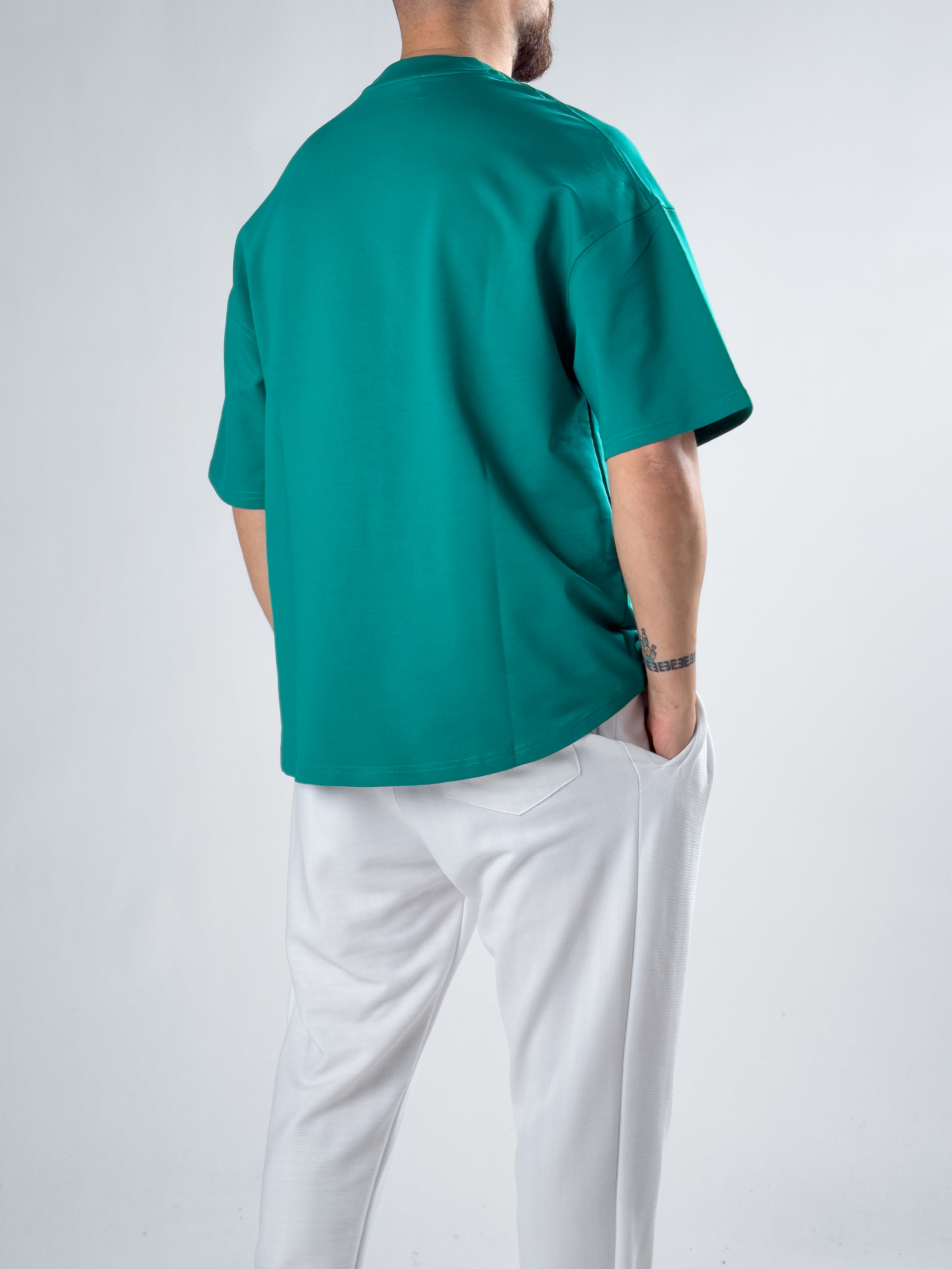 Erkek Yeşil Basic Oversize T-shirt COC2914