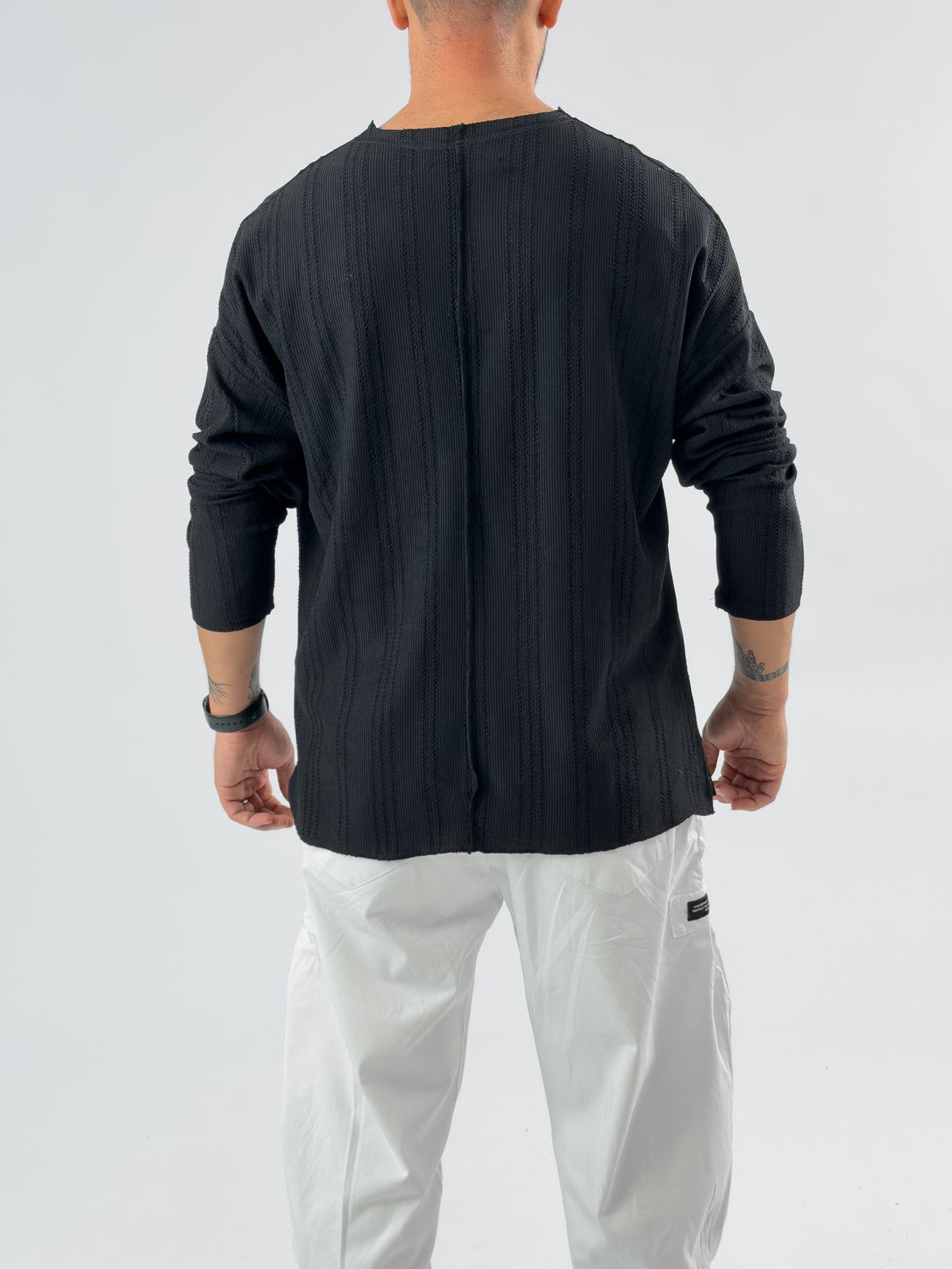 Etnik Cep Detaylı Siyah Erkek Sweatshirt COC3453