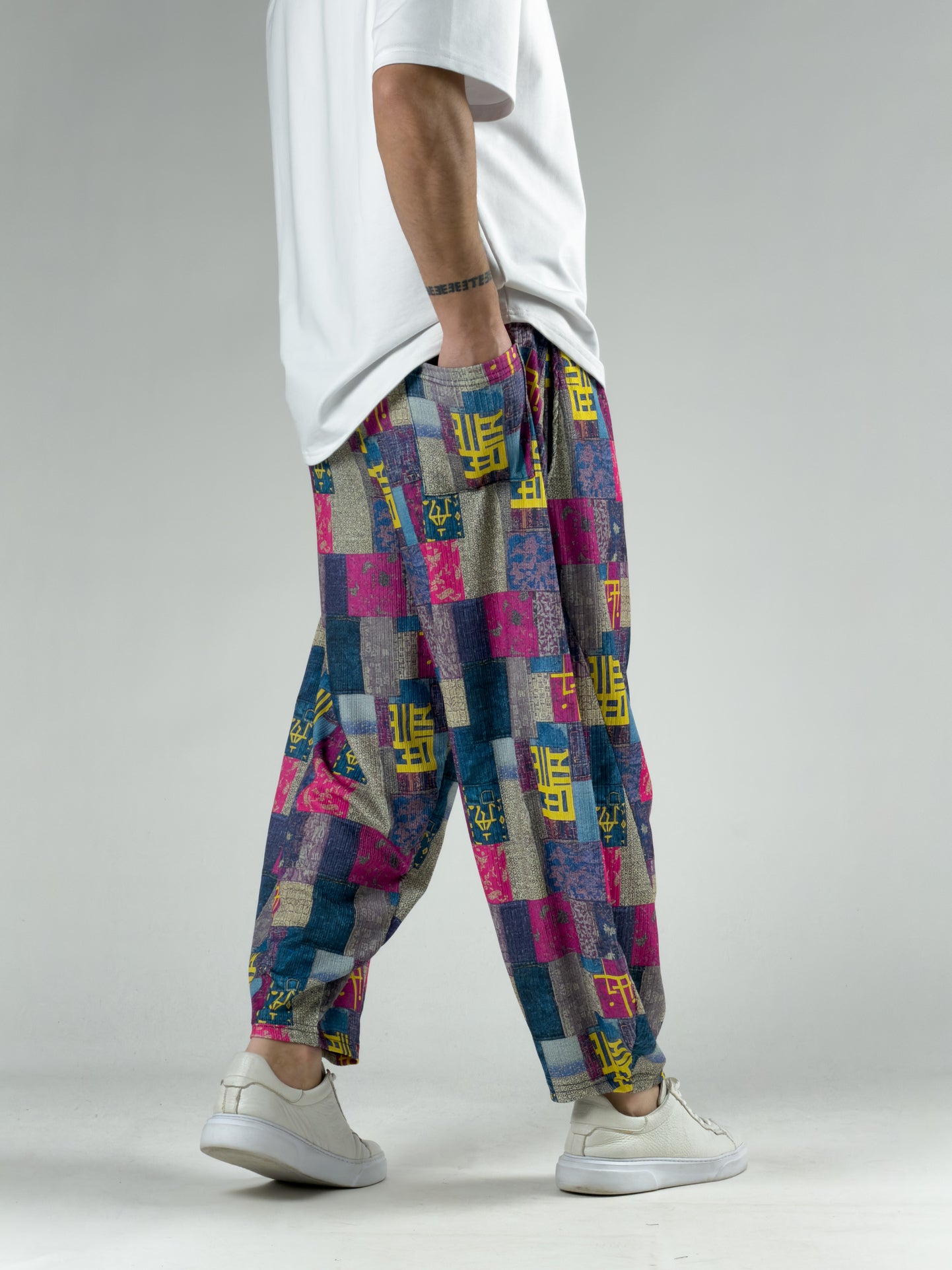 Etnik Chinese Erkek Patchwork Oversize Pantolon COC3054