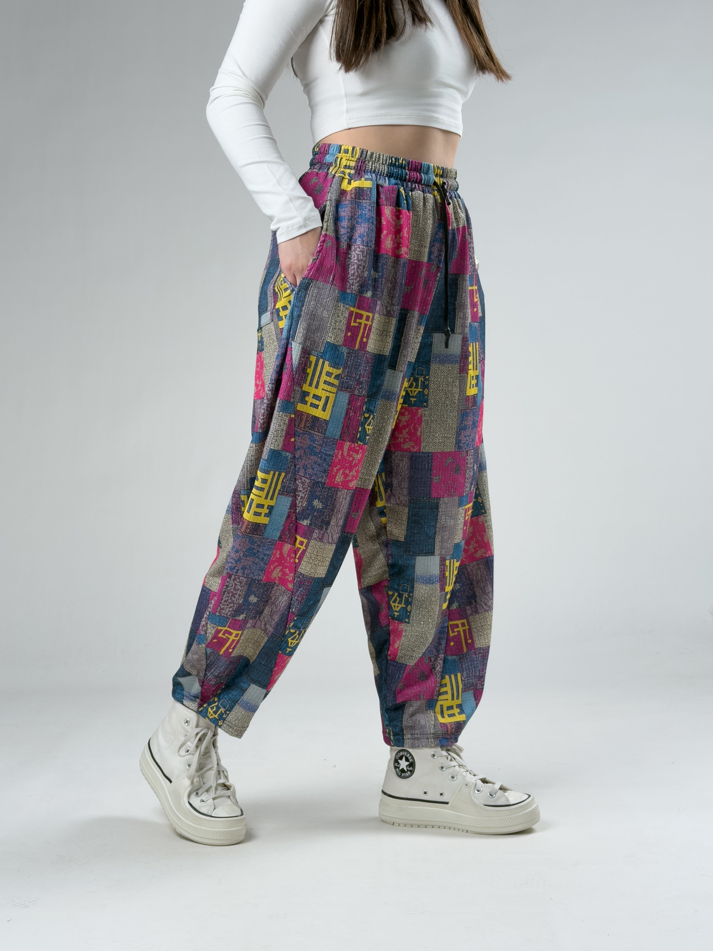 Etnik Chinese Patchwork Kadın Pantolon COC2960