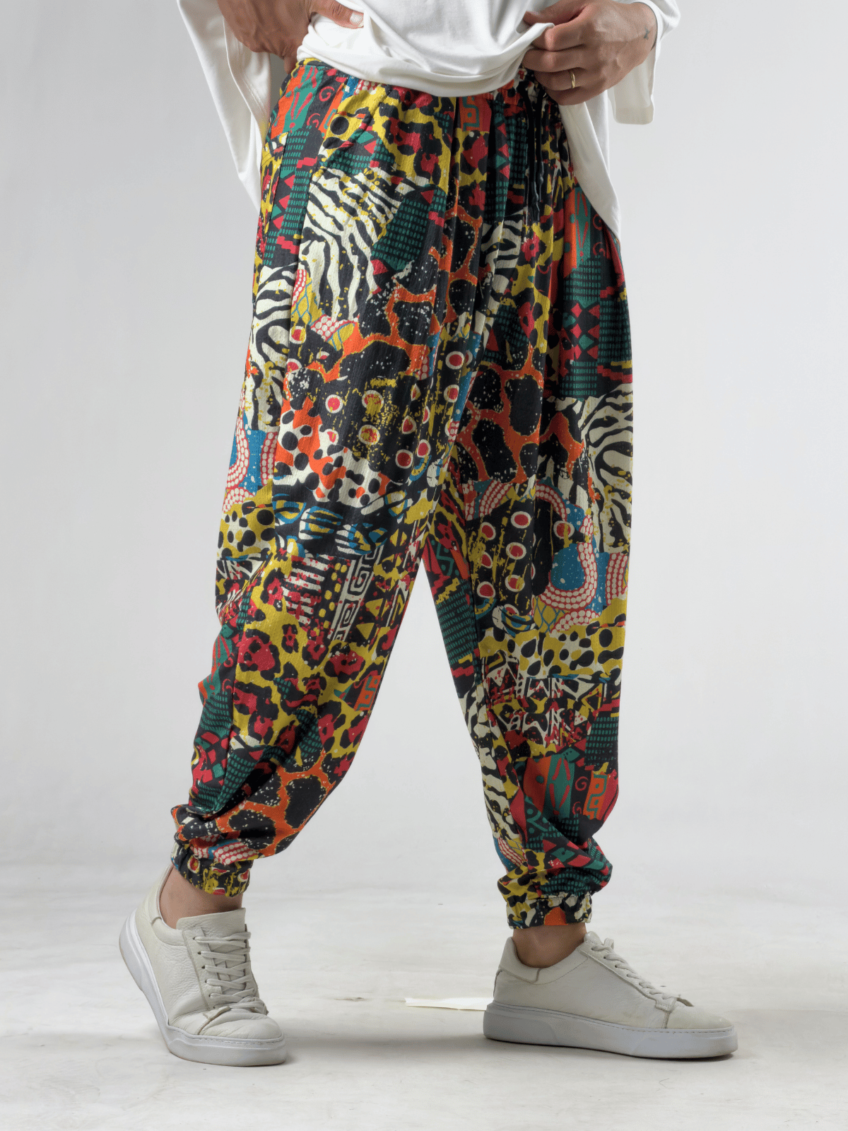 Etnik Desenli Bürümcük Erkek Jogger Pantolon COC3276