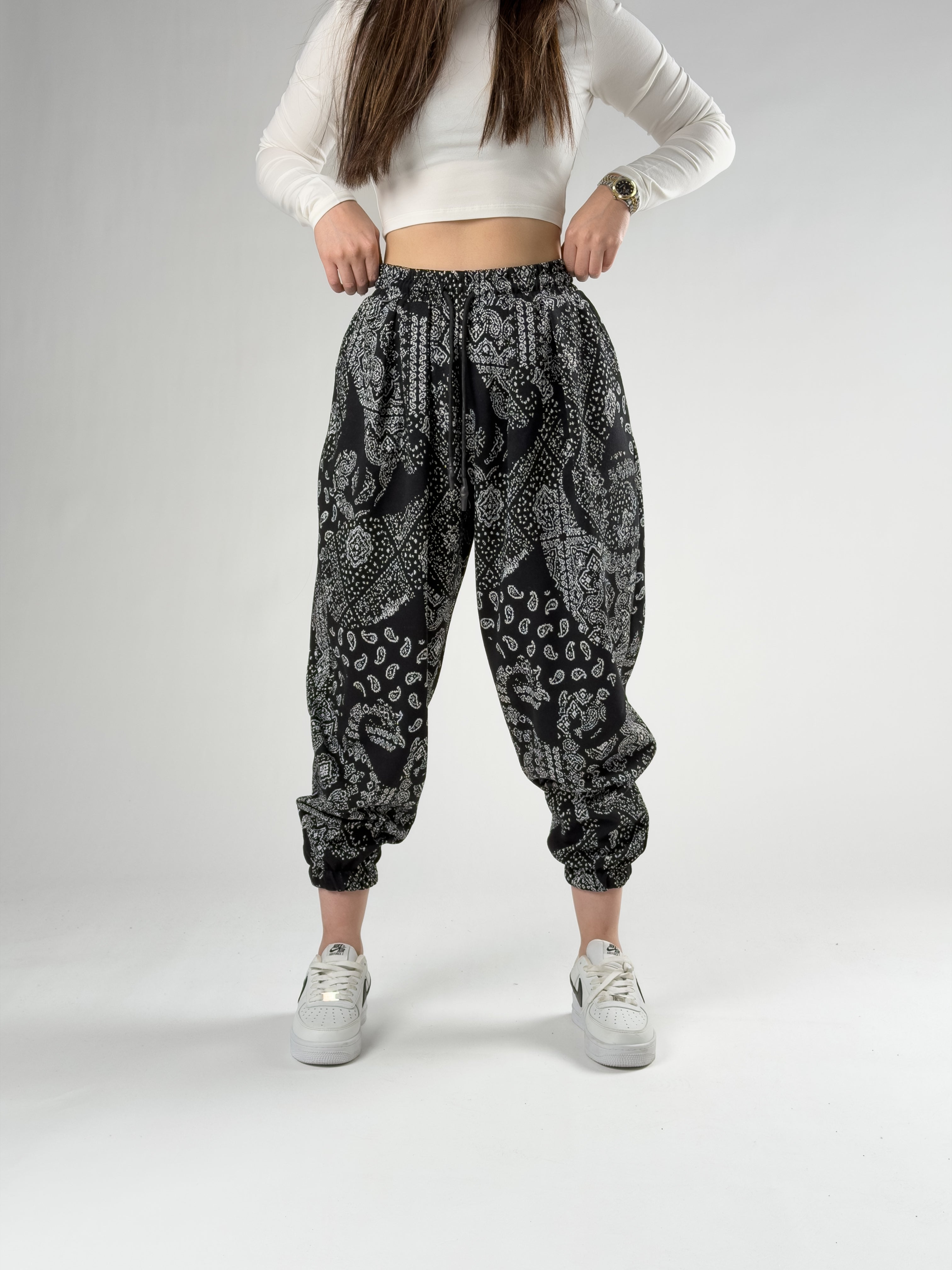 Etnik Desenli Kadın Jogger Pantolon COC2754