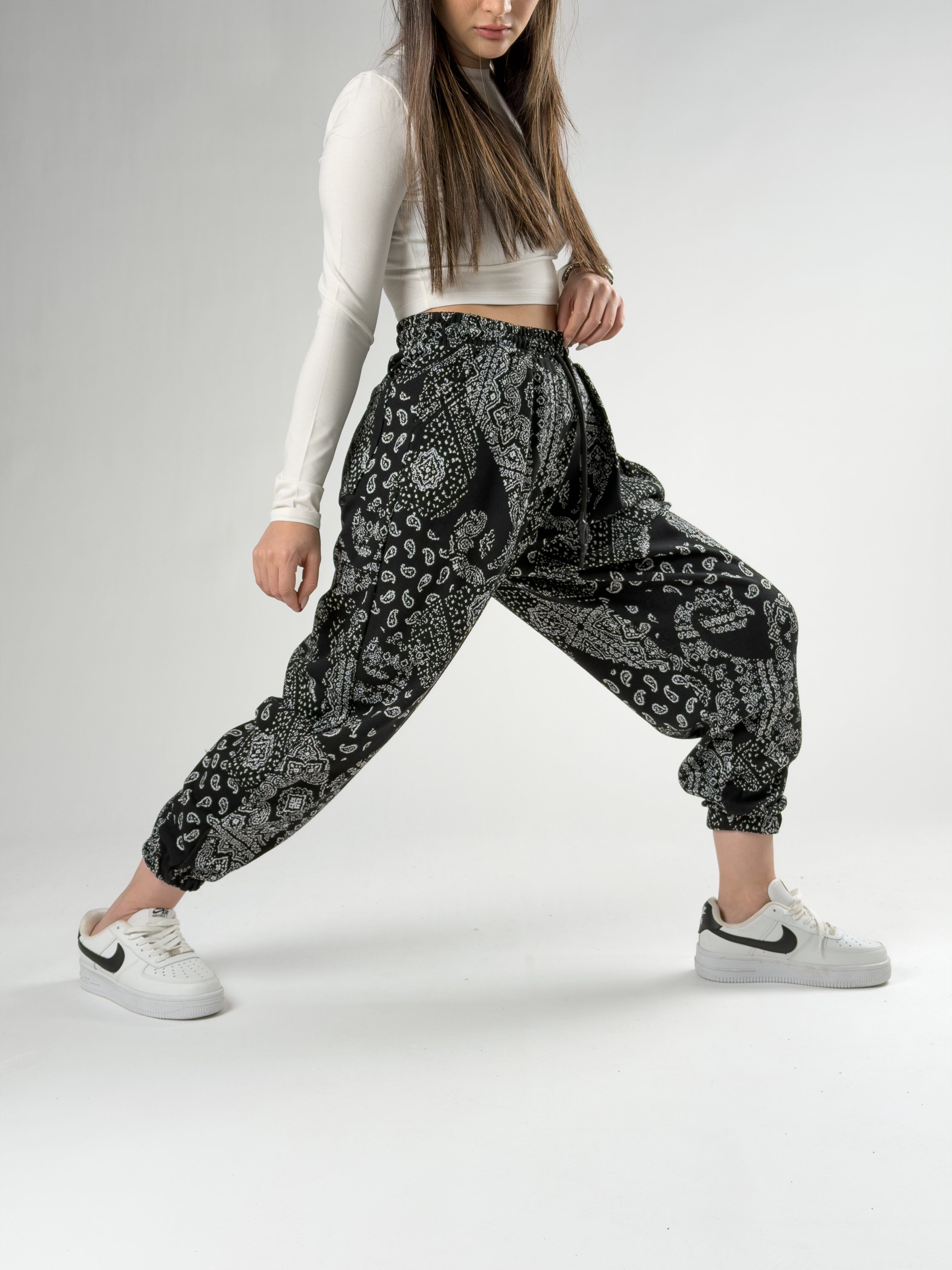 Etnik Desenli Kadın Jogger Pantolon COC2754