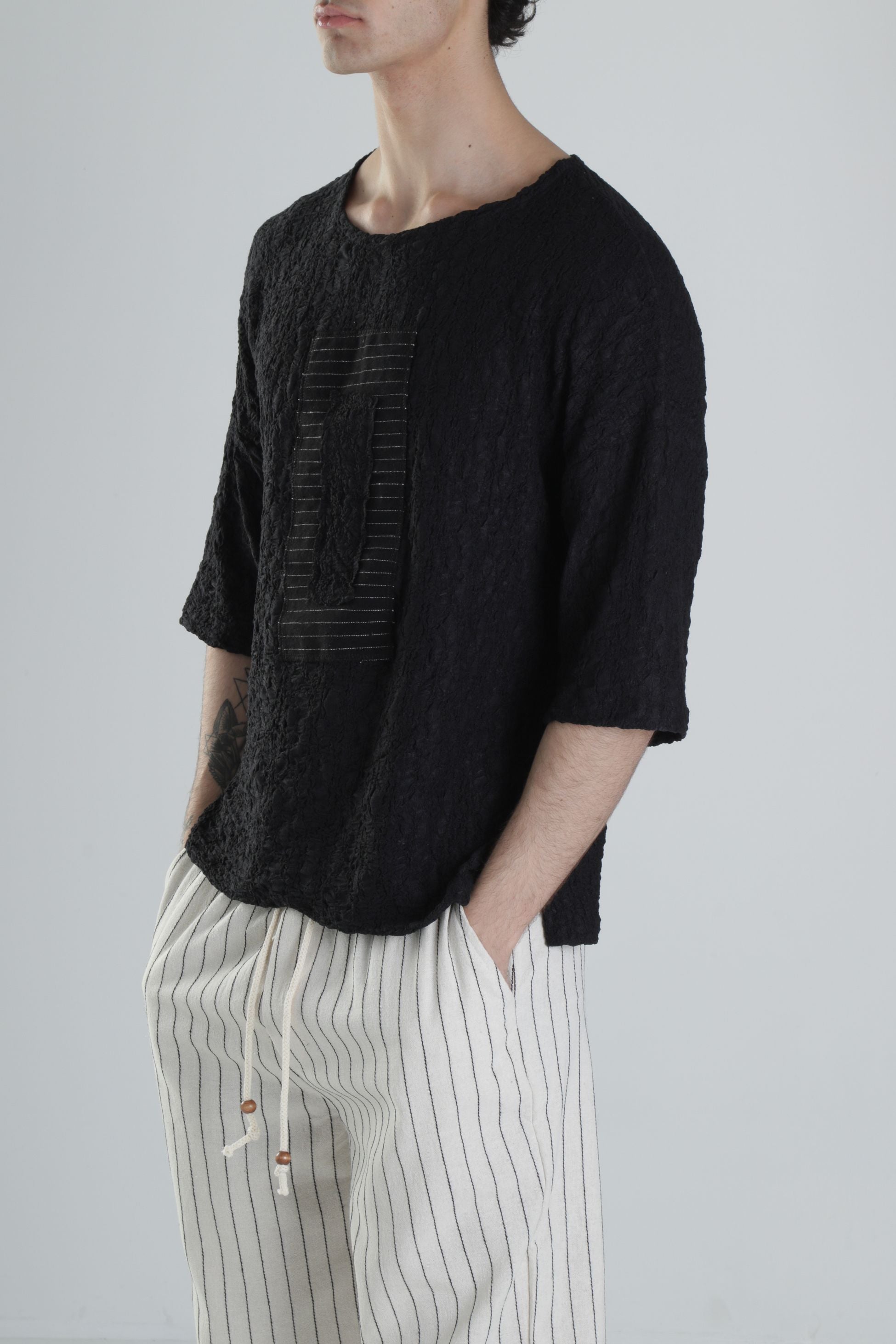 Etnik Desenli Siyah T-Shirt COC2253