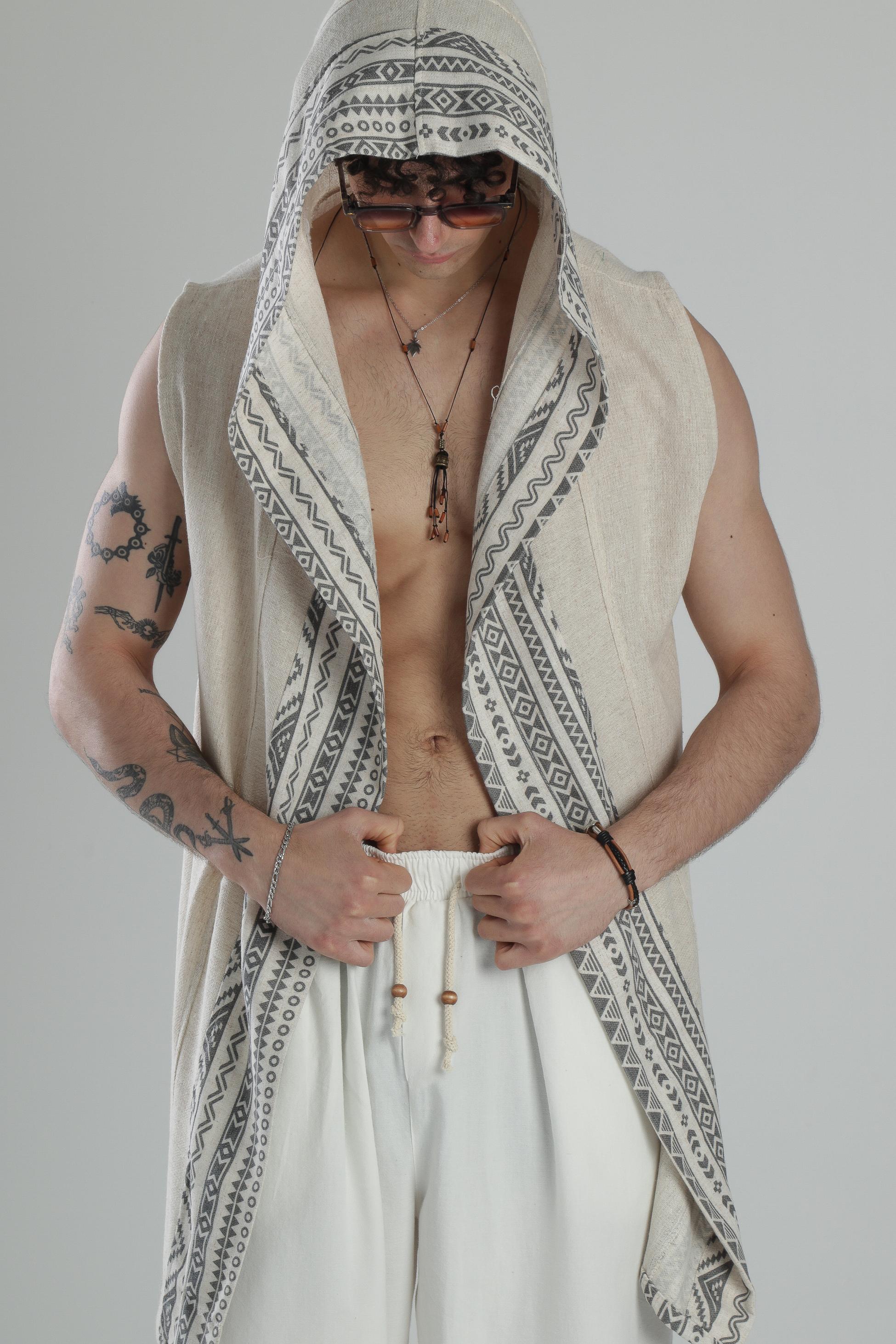 Etnik Keten Desenli Kimono COC2263