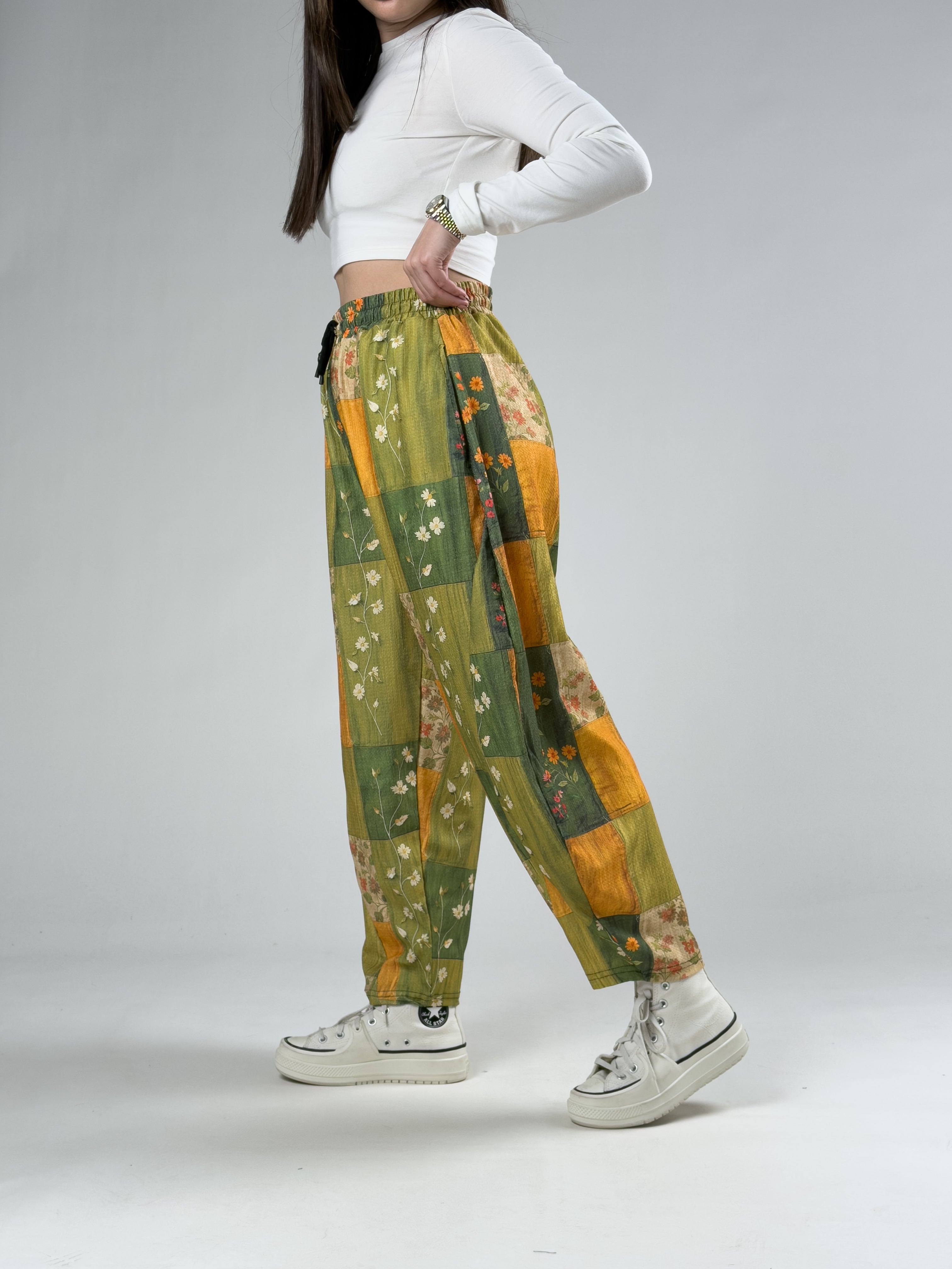 Etnik Rose Patchwork Kadın Pantolon COC2962