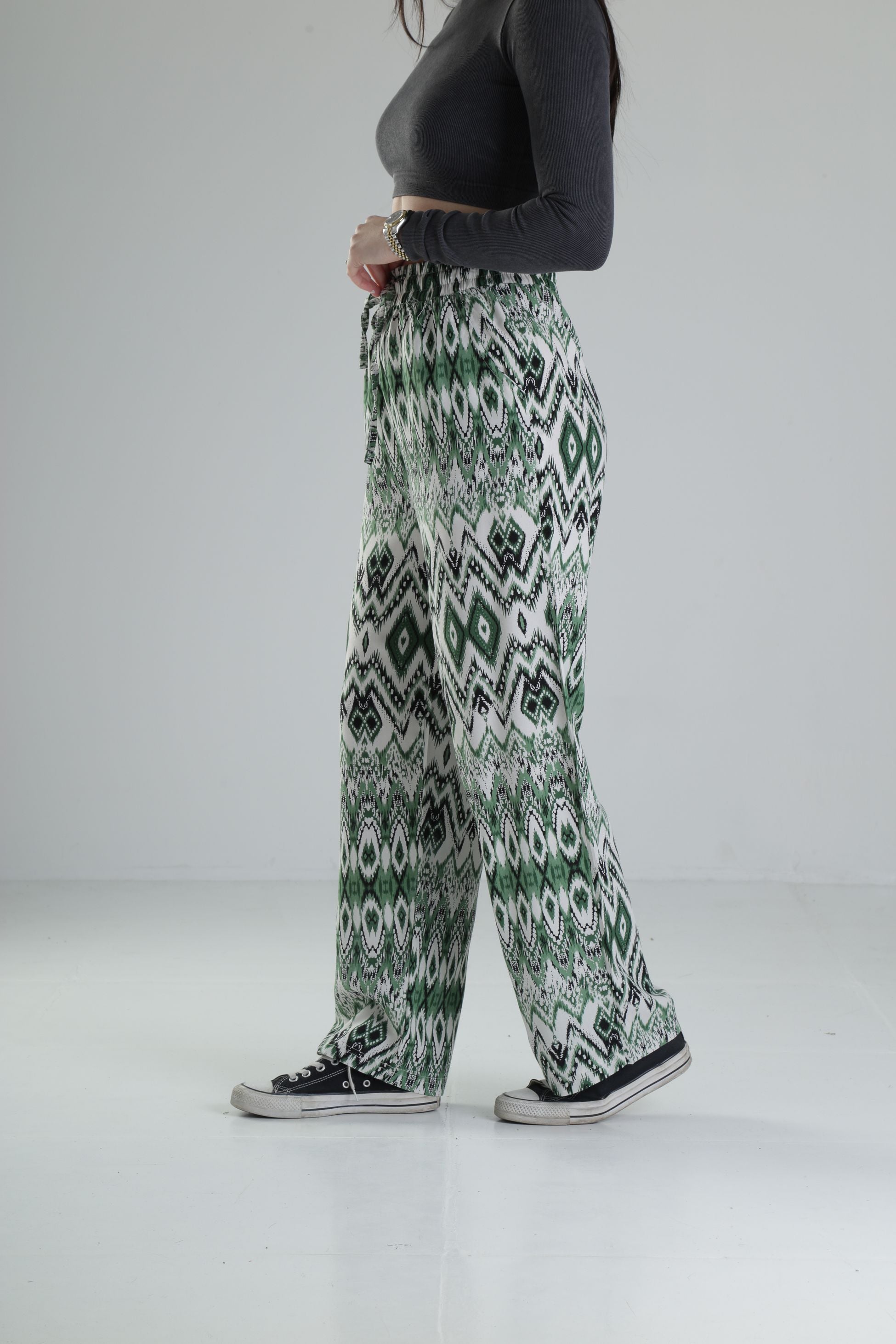 Etnik Yeşil Baggy Pantolon COC2264