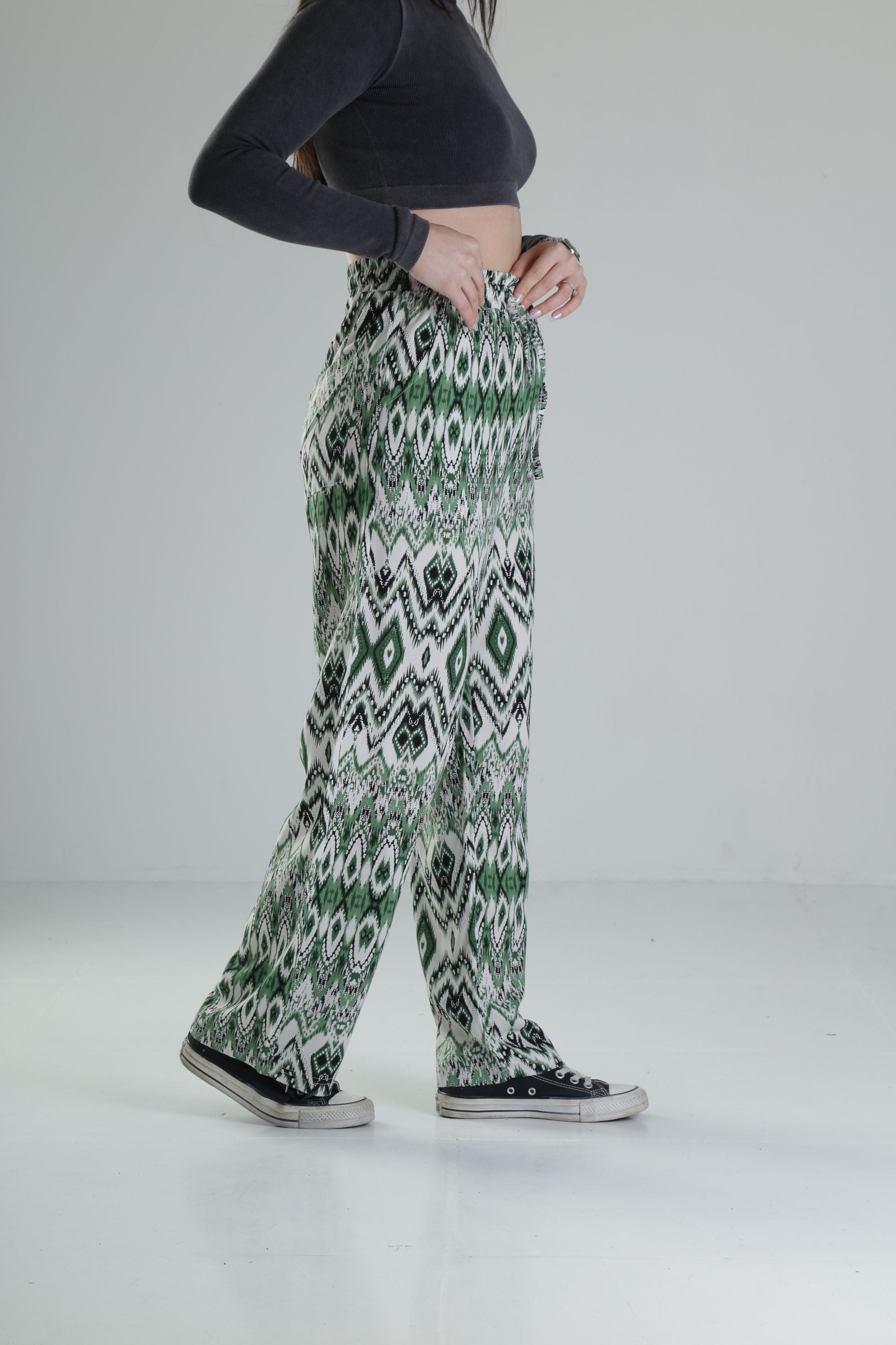 Etnik Yeşil Baggy Pantolon COC2264