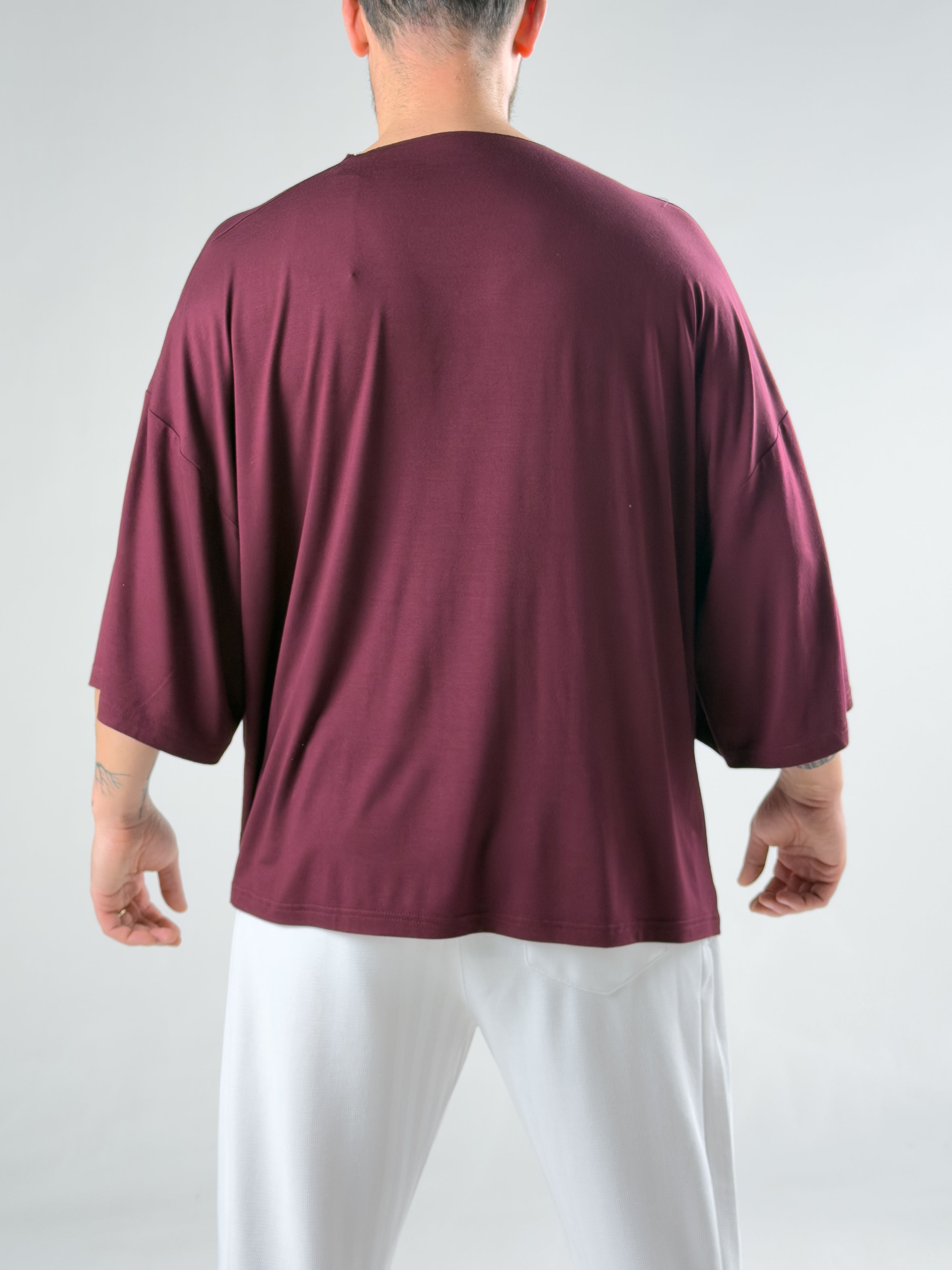 Fakir Kol Bordo Oversize Viscon T-Shirt COC3025
