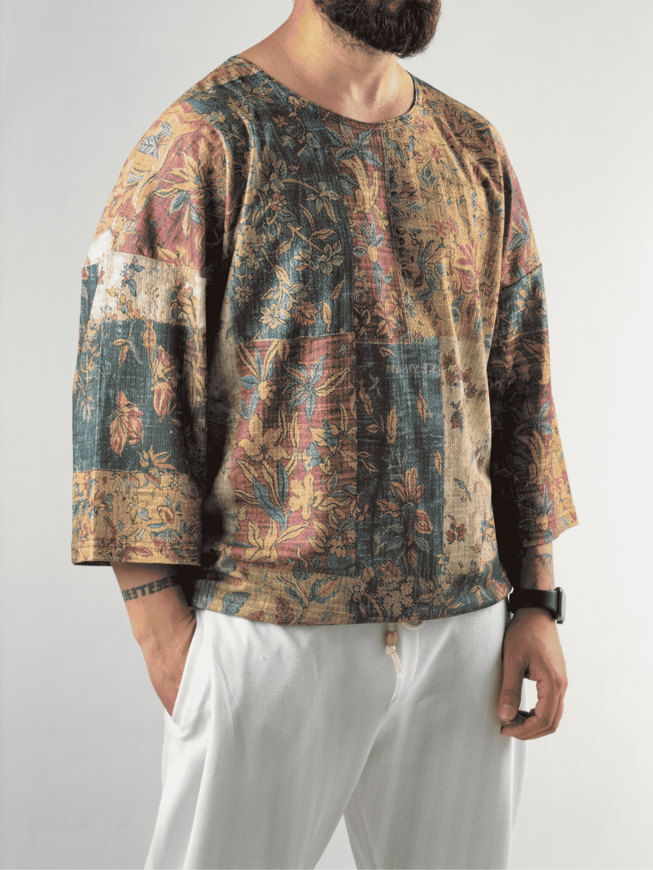 Fakir Kol Desenli Bürümcük Erkek T-Shirt COC3196