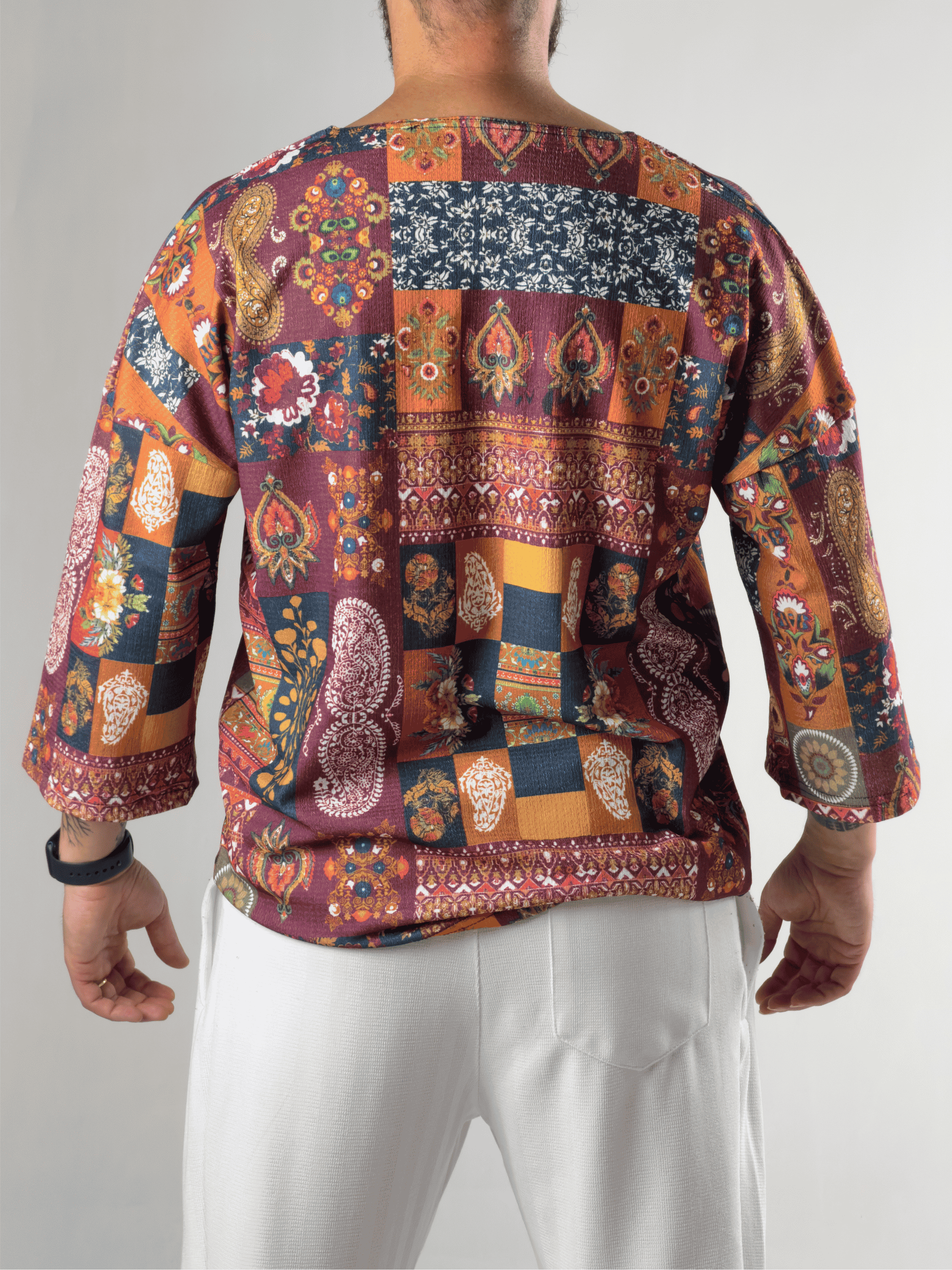 Fakir Kol Etnik Desenli Bürümcük Erkek T-Shirt COC3197
