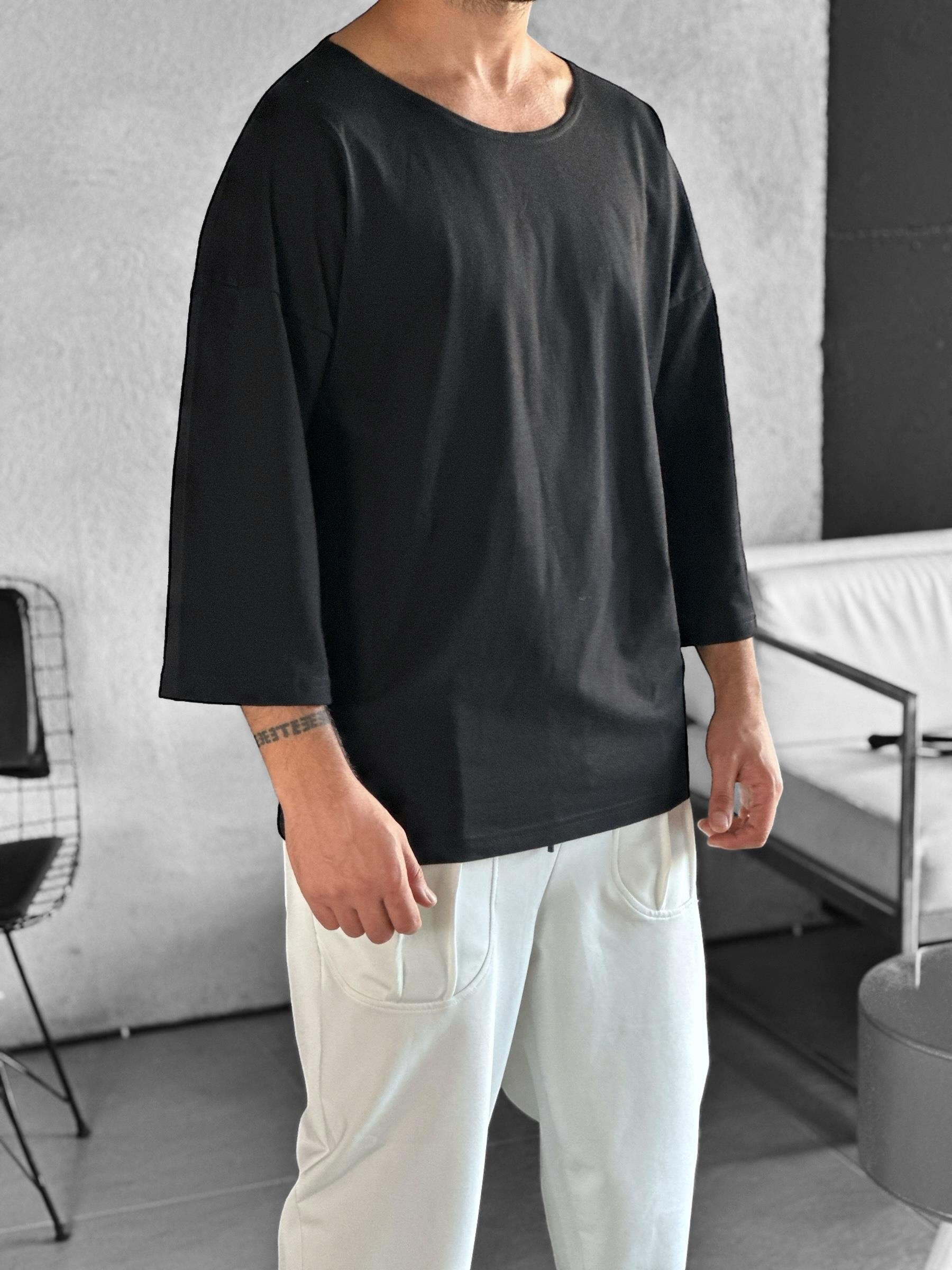 Fakir Kol Siyah Bohem T-Shirt COC2274
