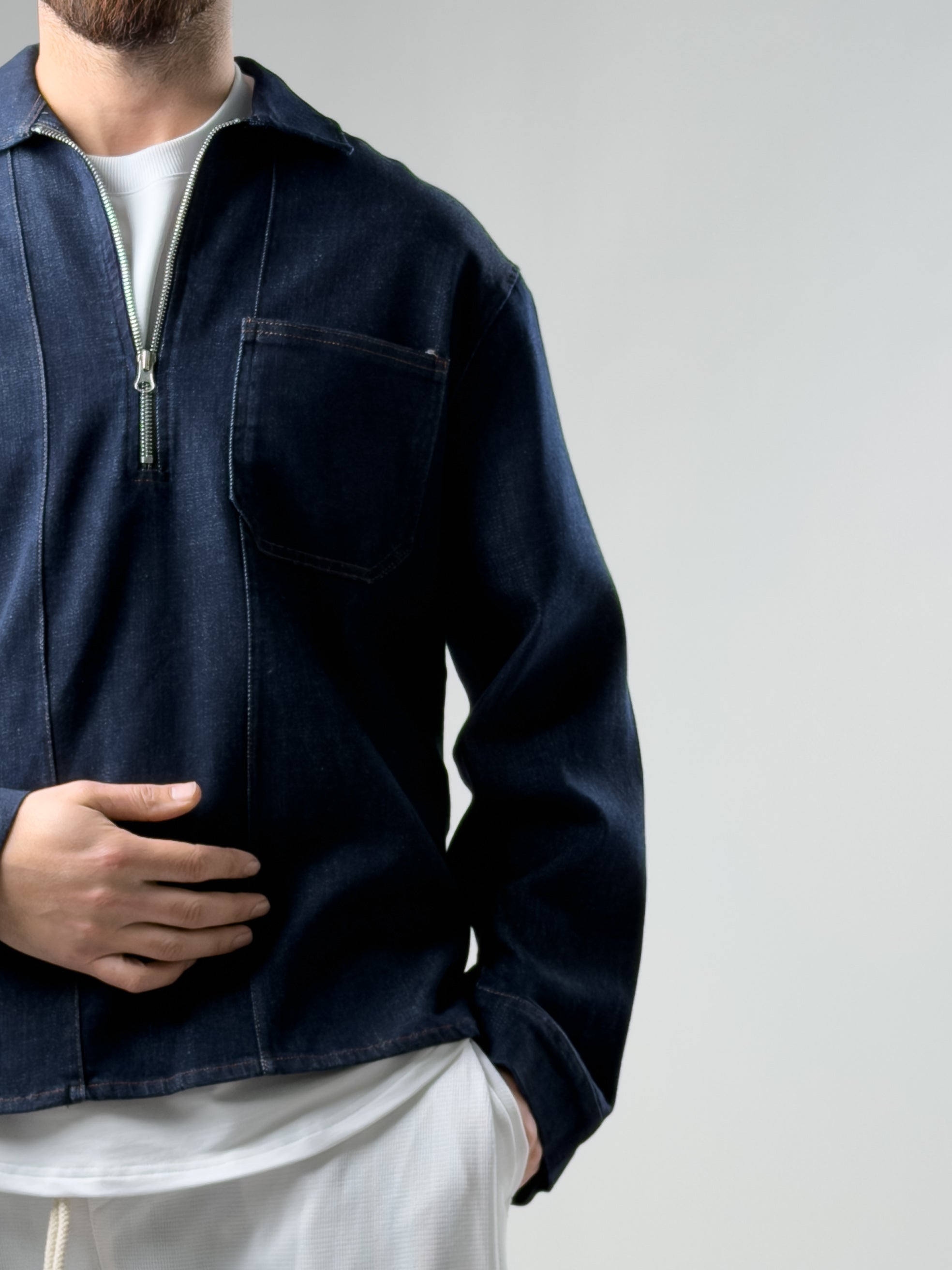 Fermuar Detaylı Denim Ceket COC2879