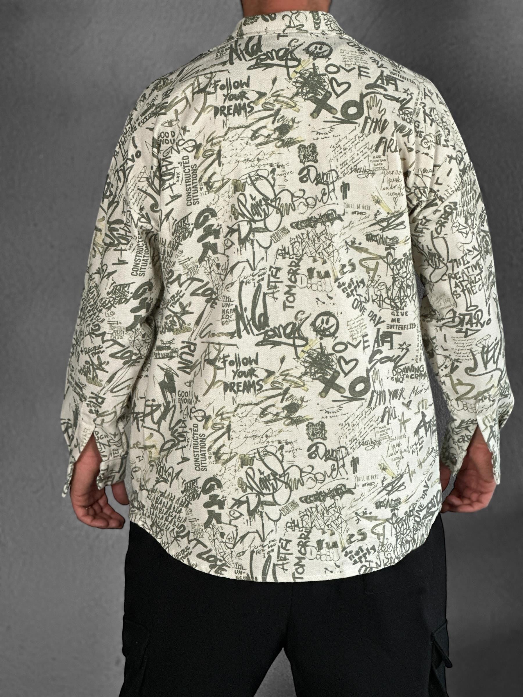 Gabardin Kumaş Yeşil Desenli Spor Gömlek COC2298