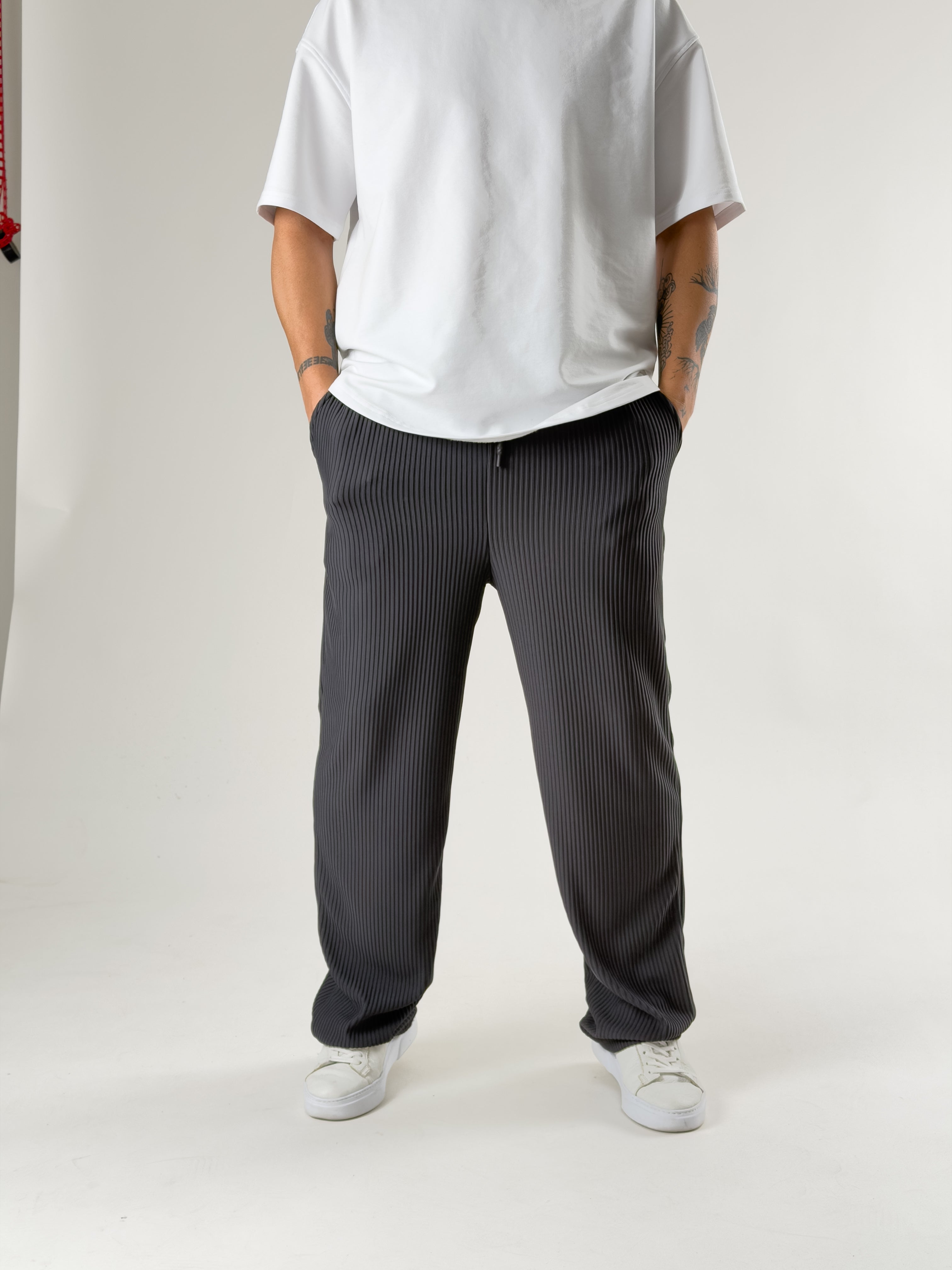 Gri Fitilli Erkek Baggy Pantolon COC2714
